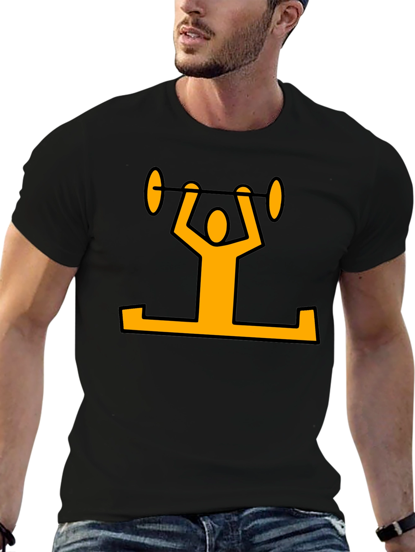 Weightlifter Graphic T-Shirt - Black Cotton Tee