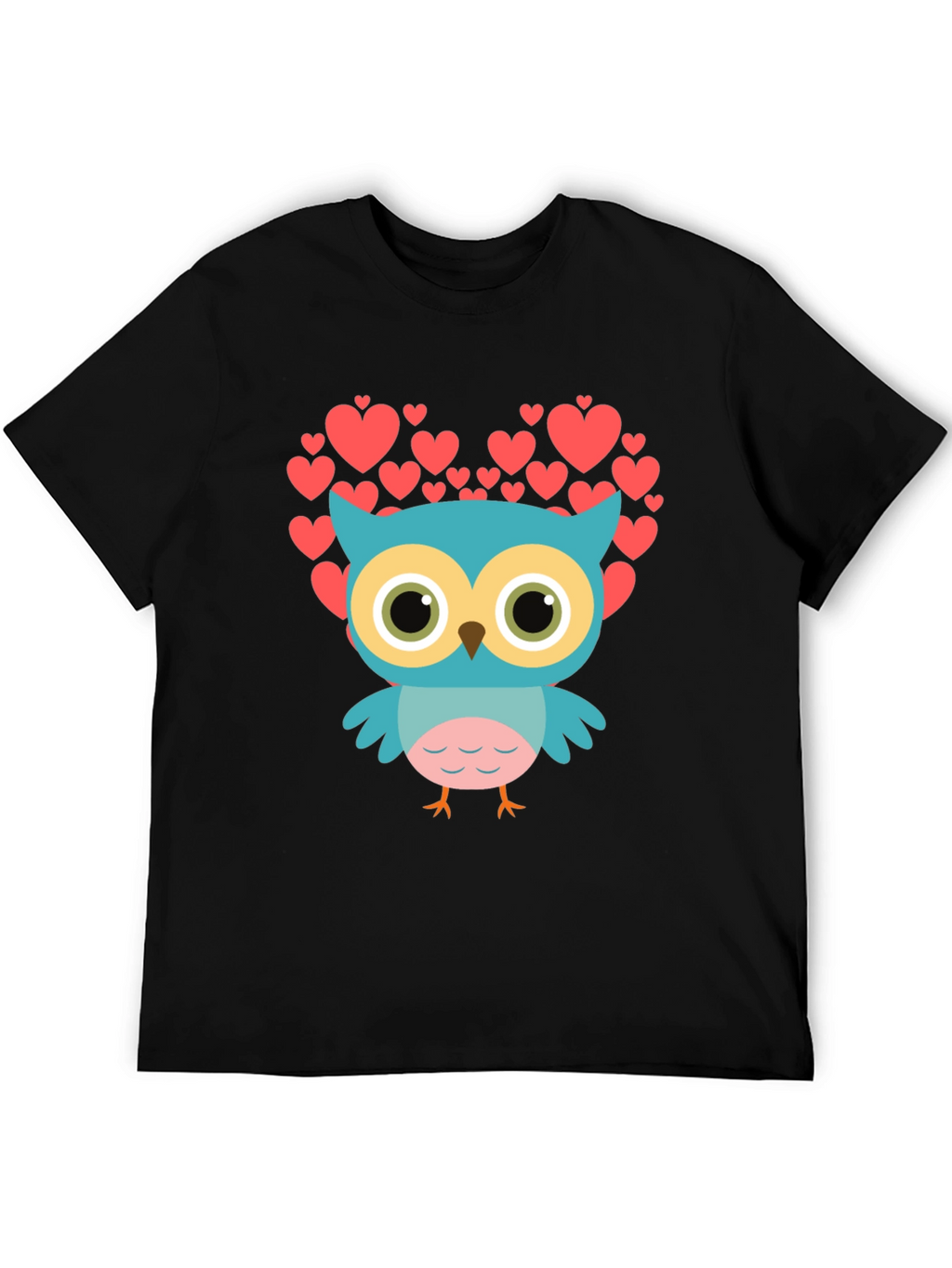 Owl Heart Graphic T-Shirt - Black
