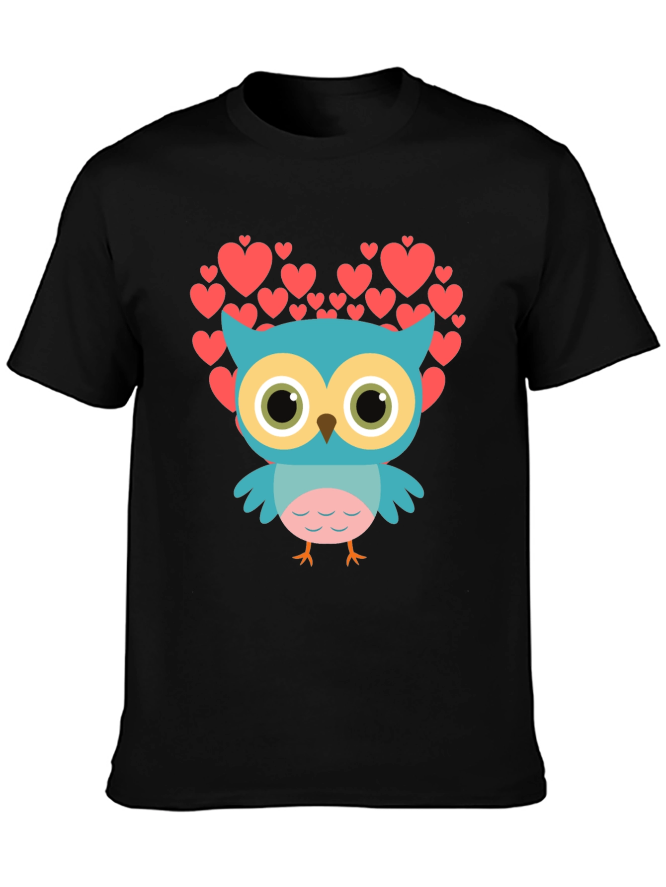 Owl Heart Graphic T-Shirt - Black
