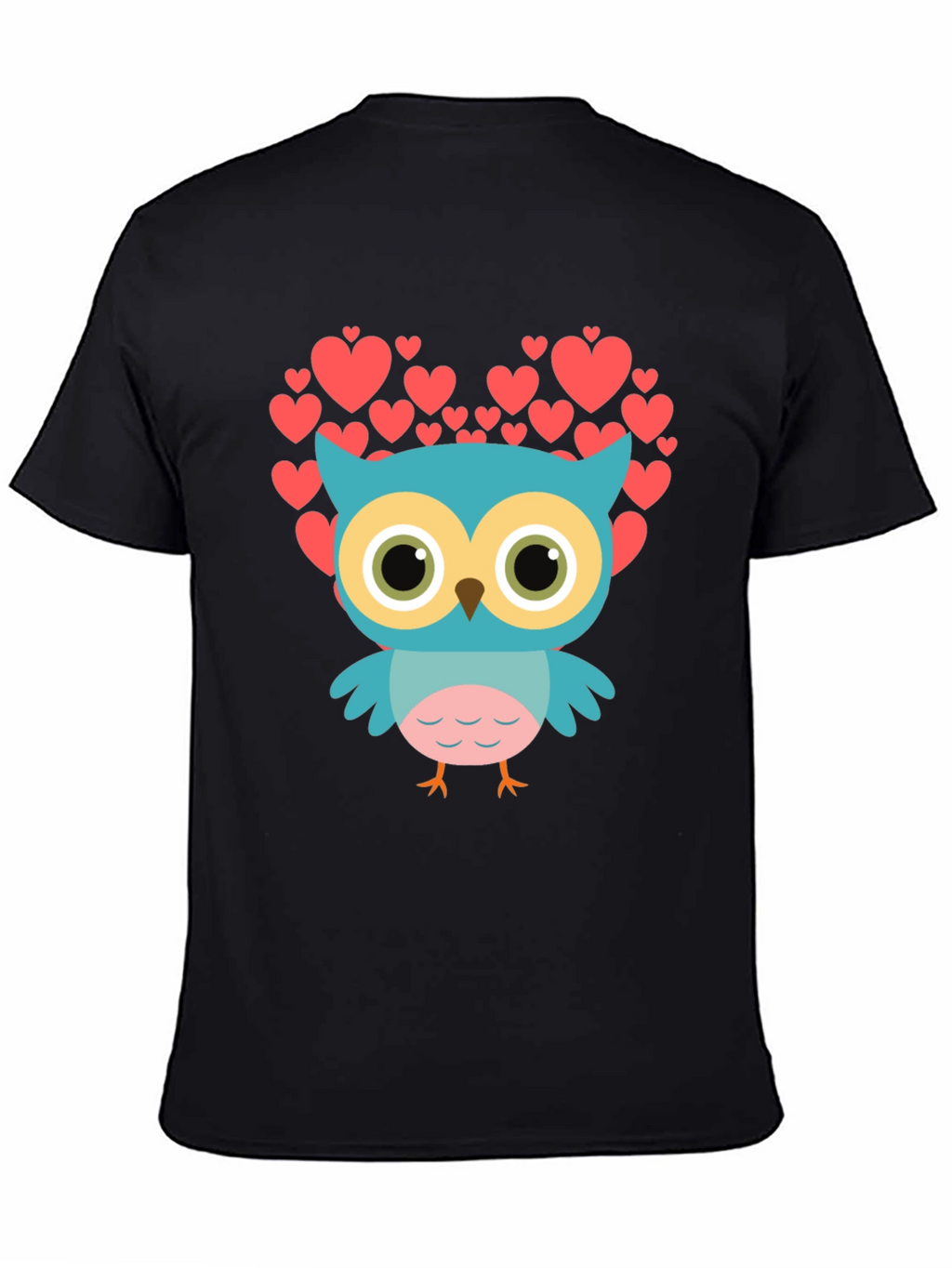 Owl Heart Graphic T-Shirt - Black