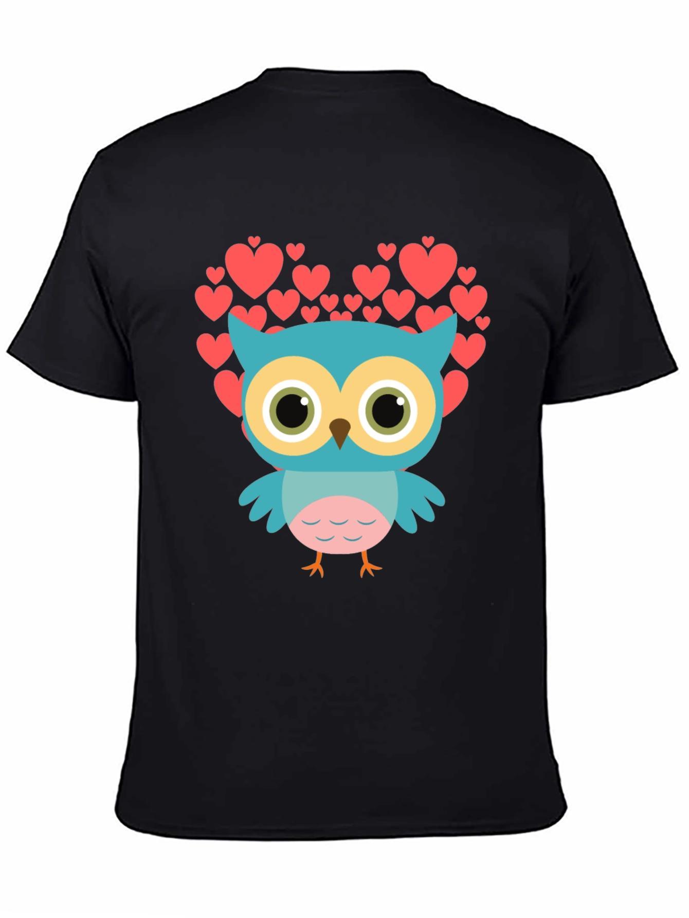Owl Heart Graphic T-Shirt - Black
