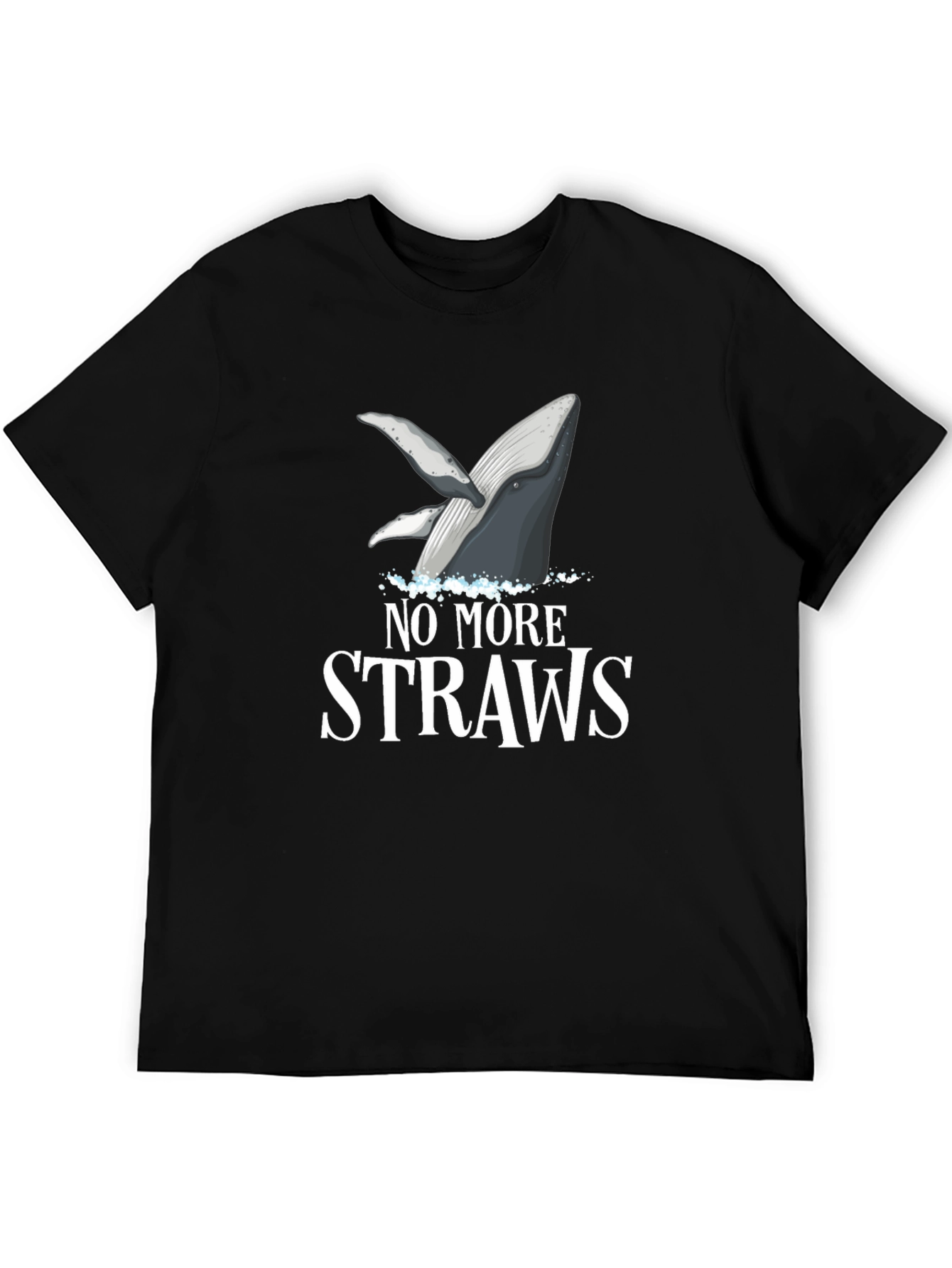 Eco-Friendly Whale Graphic Tee - No More Straws T-Shirt