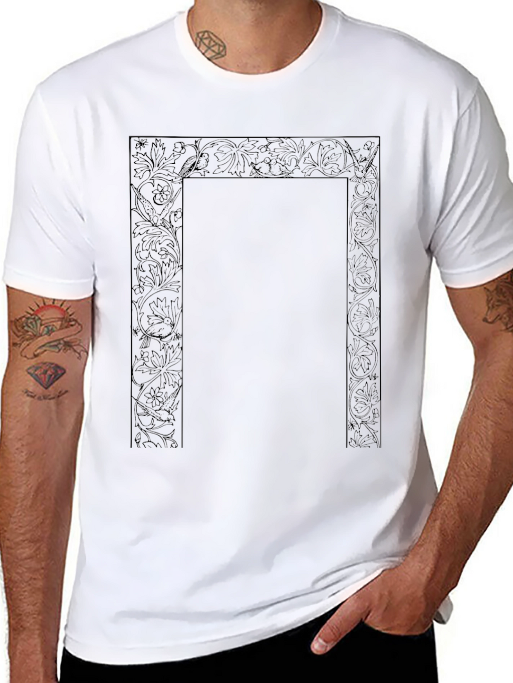 Black Floral Frame T-Shirt