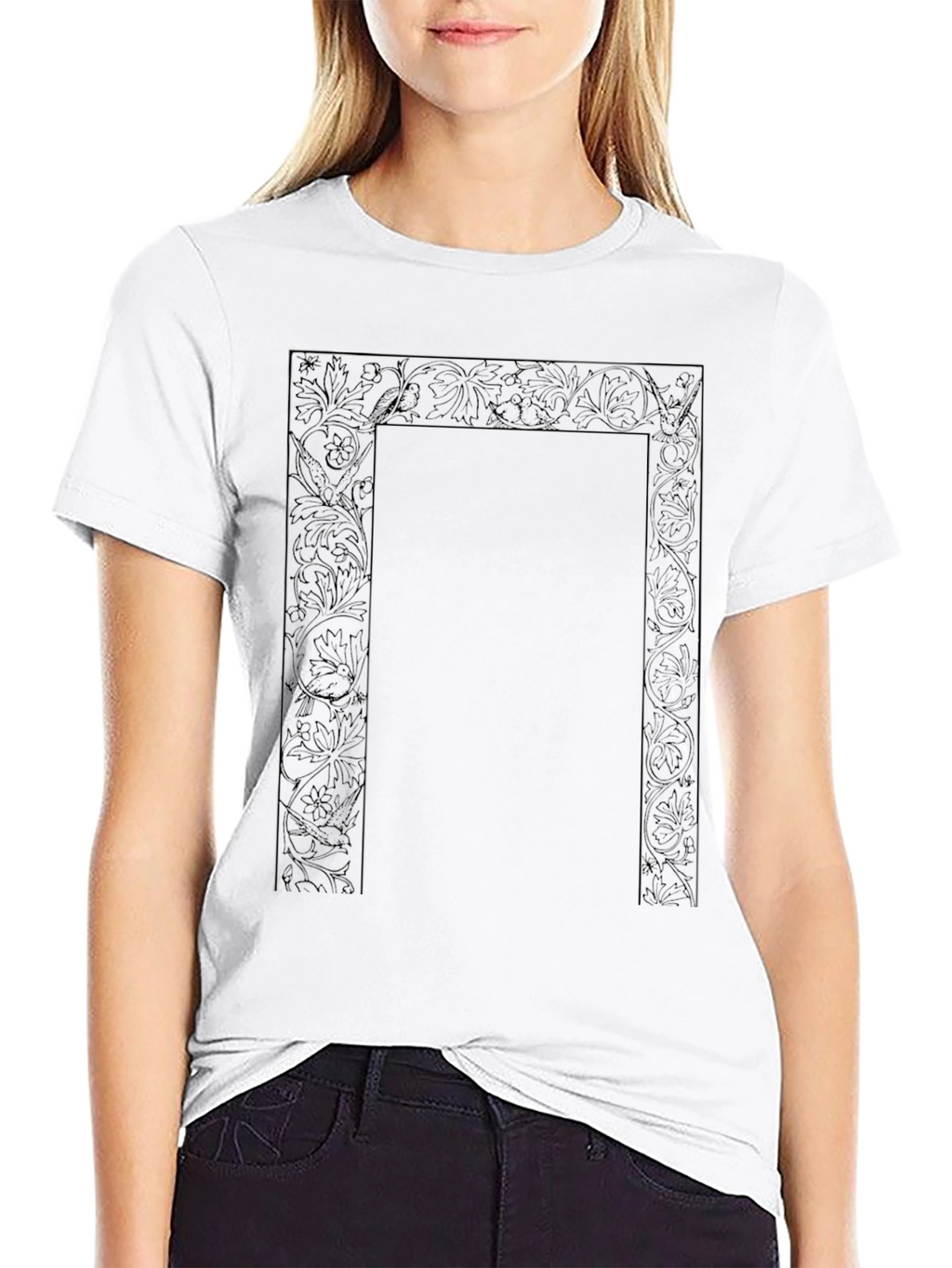 Black Floral Frame T-Shirt