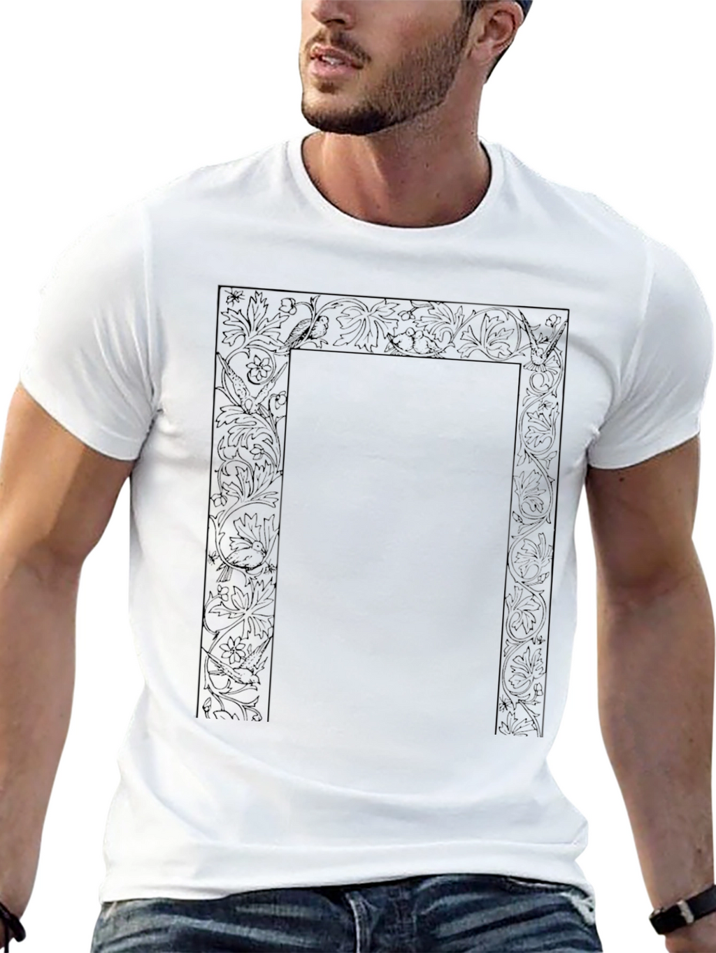 Black Floral Frame T-Shirt