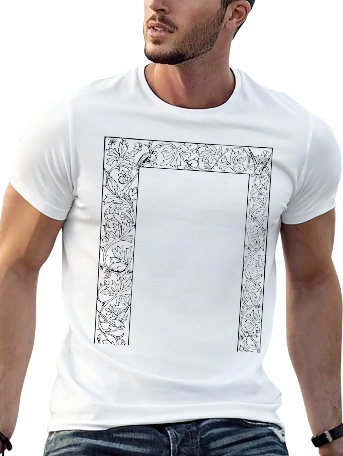 Black Floral Frame T-Shirt