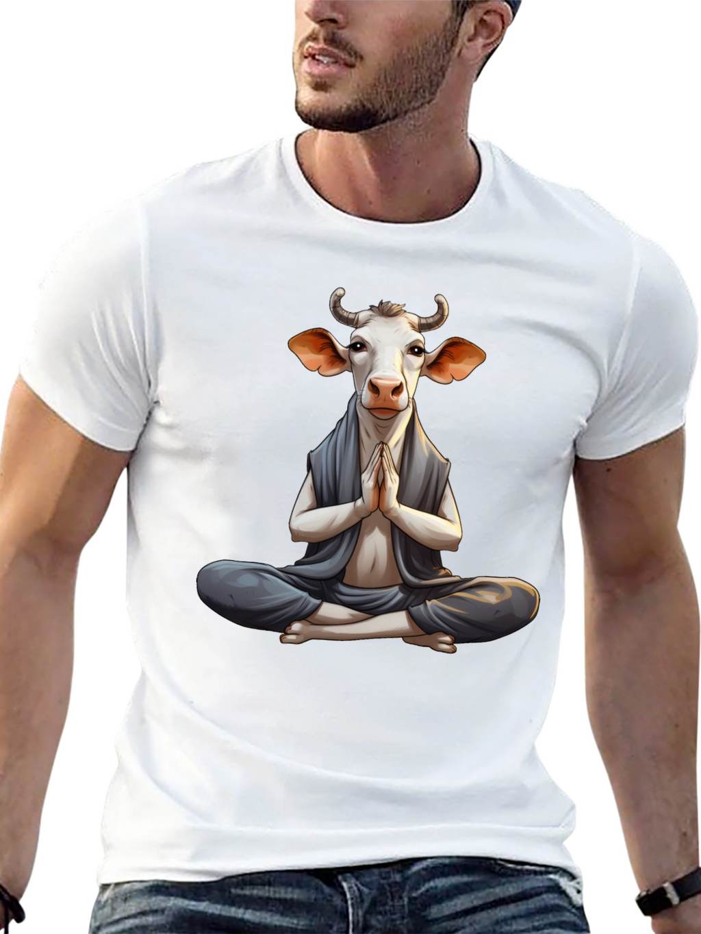 Zen Cow T-Shirt - Meditating Animal Tee