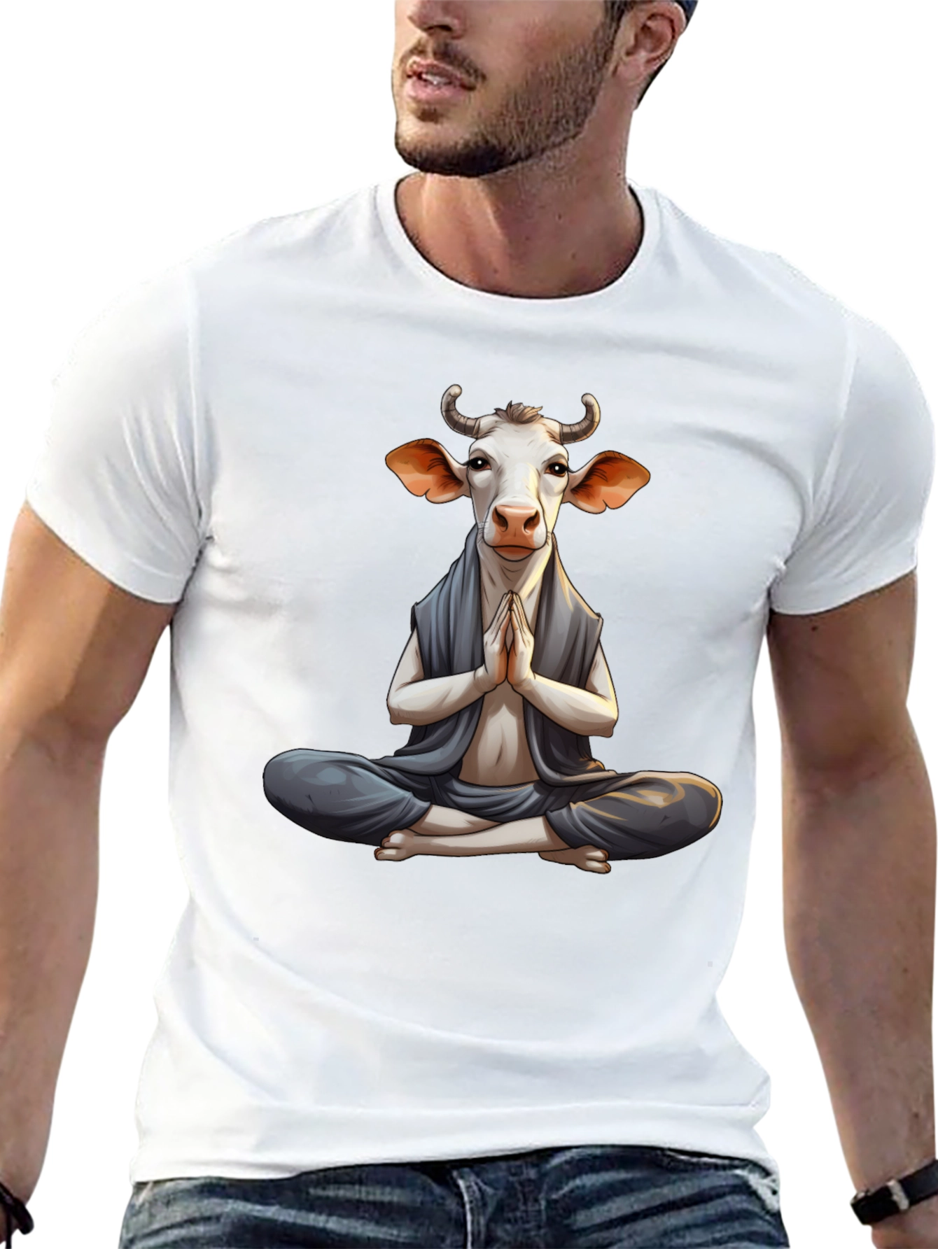 Zen Cow T-Shirt - Meditating Animal Tee