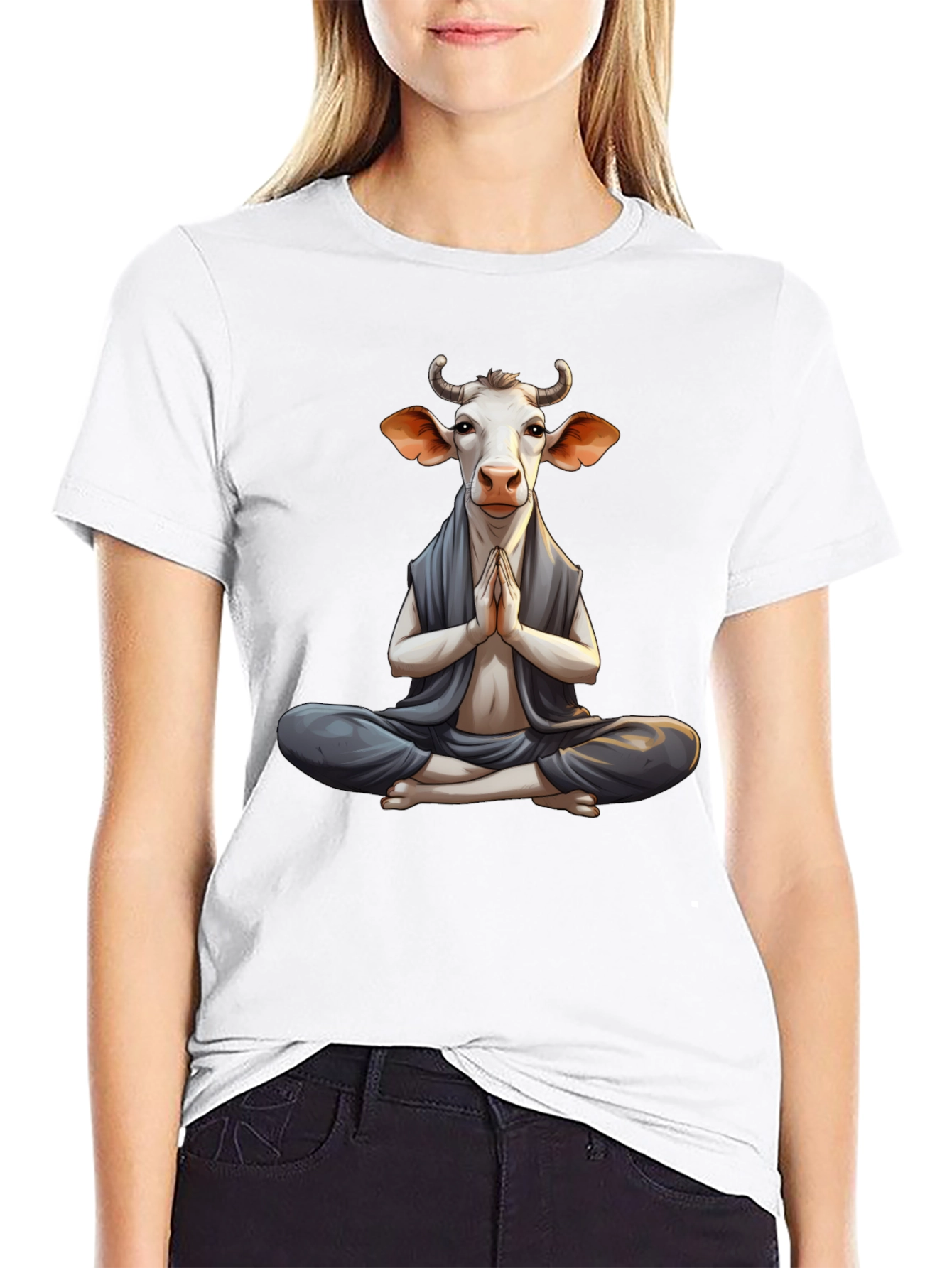 Zen Cow T-Shirt - Meditating Animal Tee