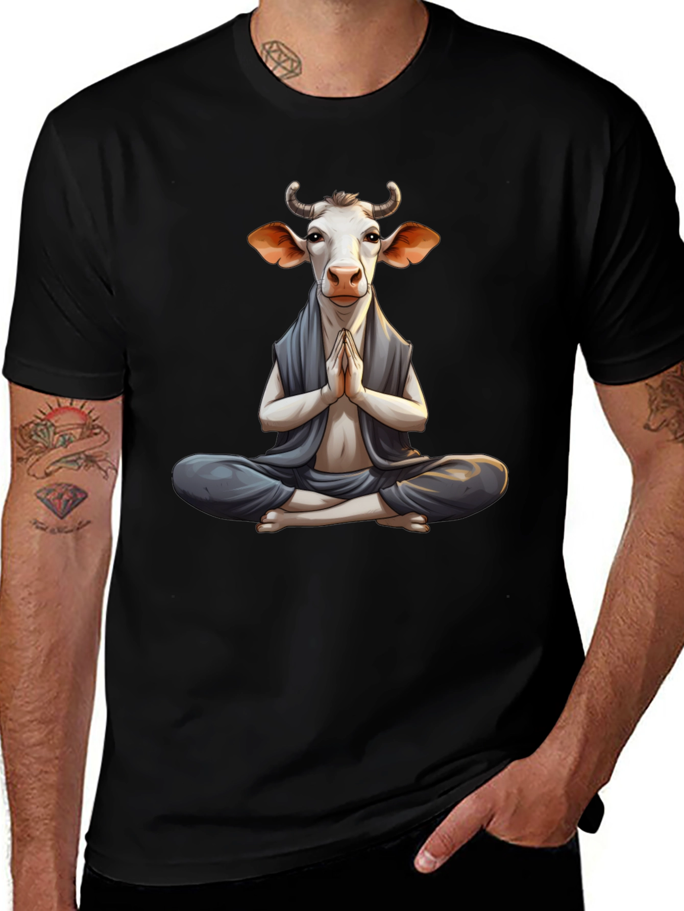 Zen Cow T-Shirt - Meditating Animal Tee