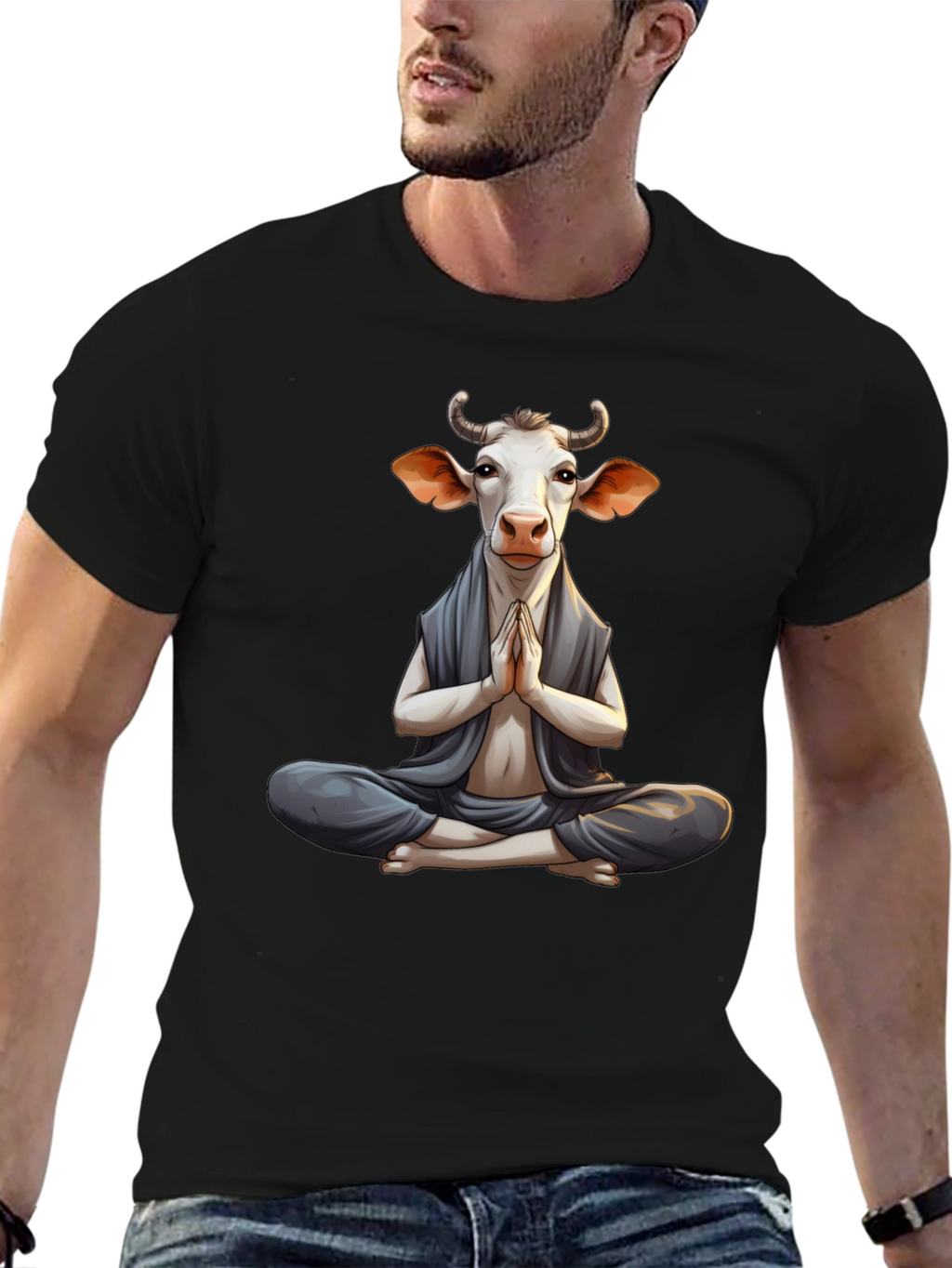 Zen Cow T-Shirt - Meditating Animal Tee