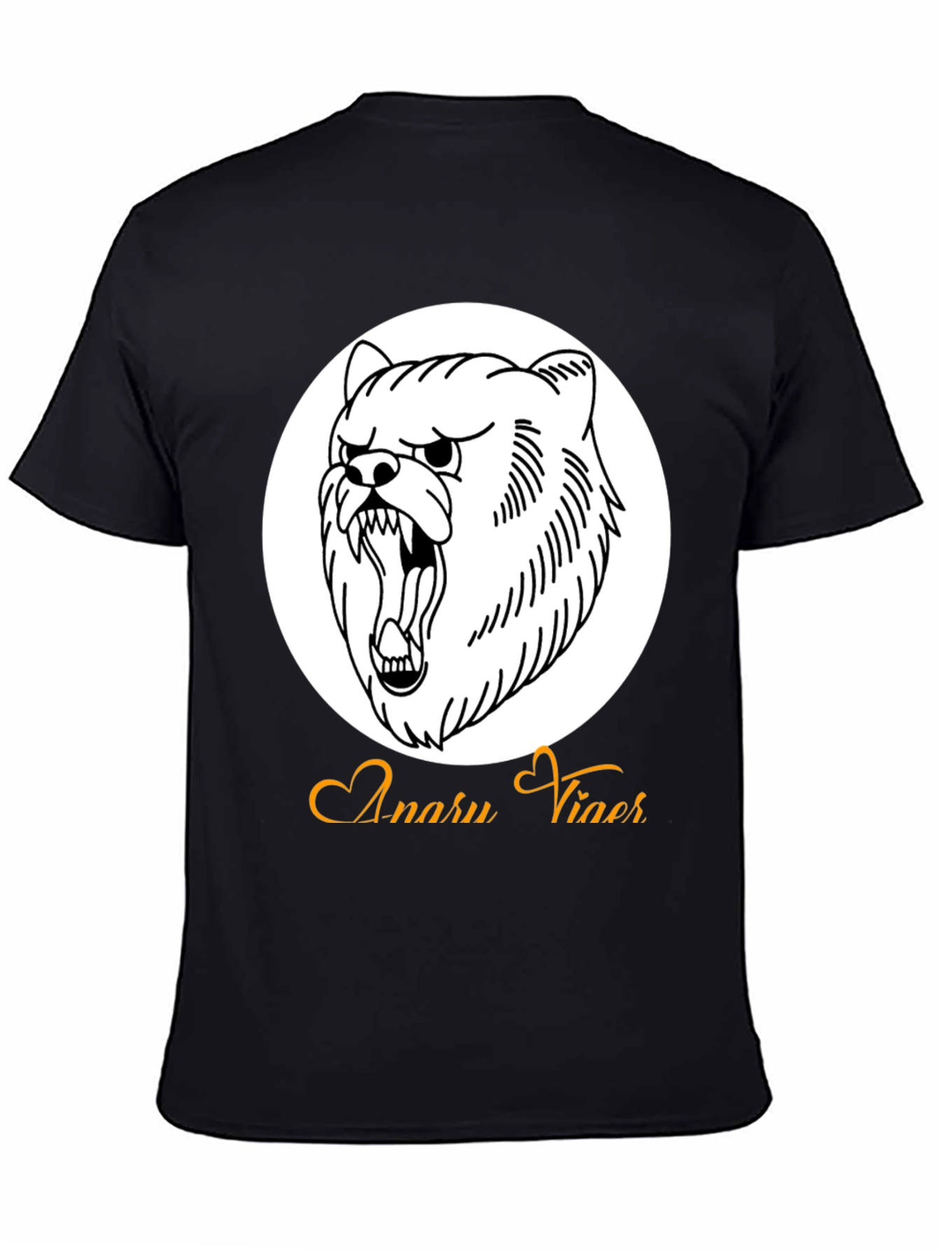 Mens Black Graphic Tee - Angry Bear Design