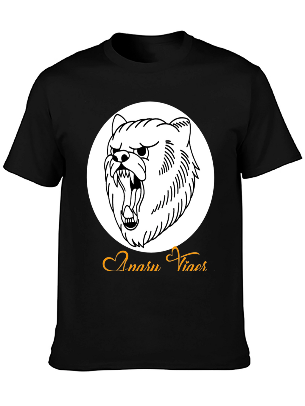 Mens Black Graphic Tee - Angry Bear Design