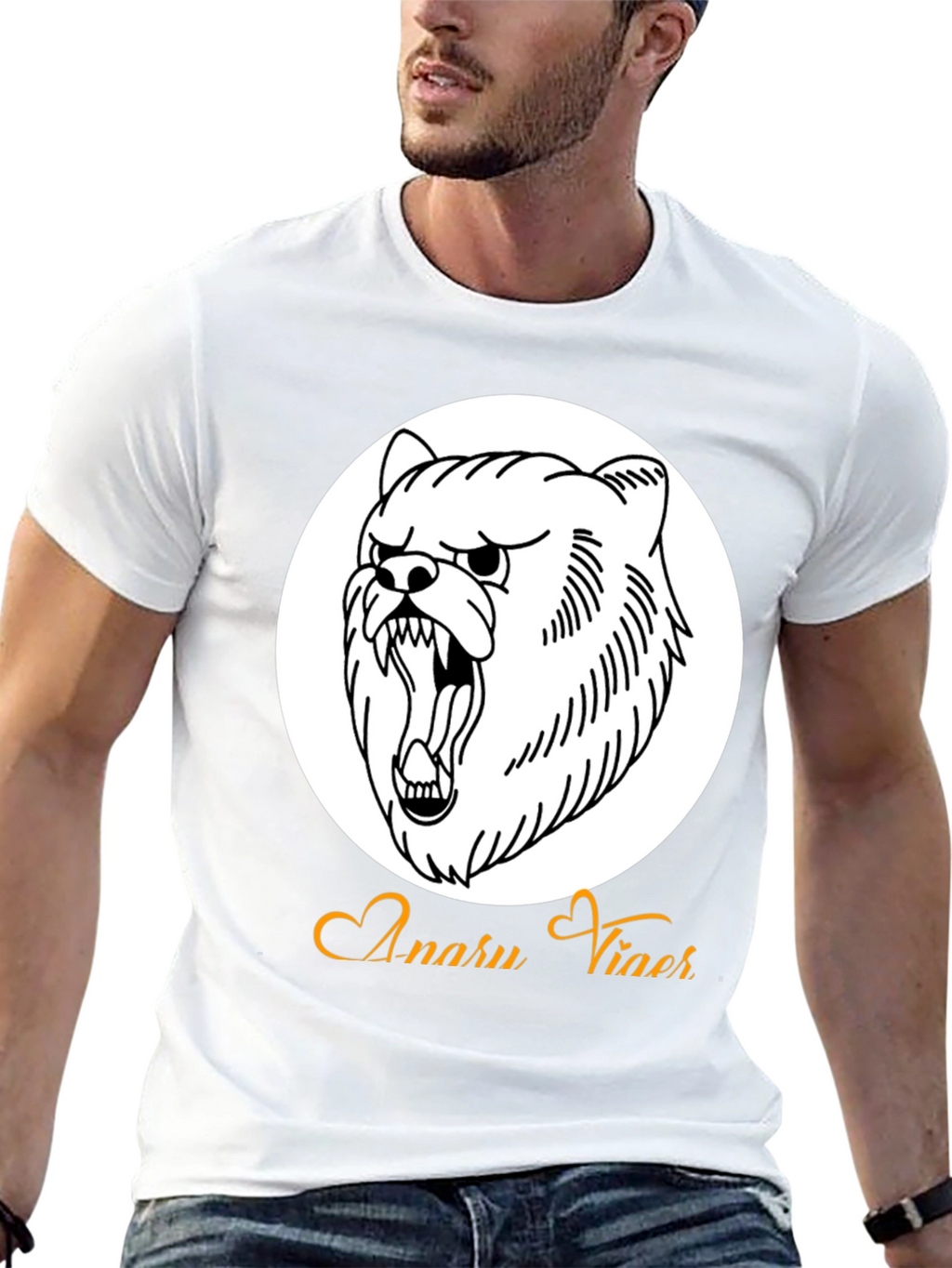 Mens Black Graphic Tee - Angry Bear Design