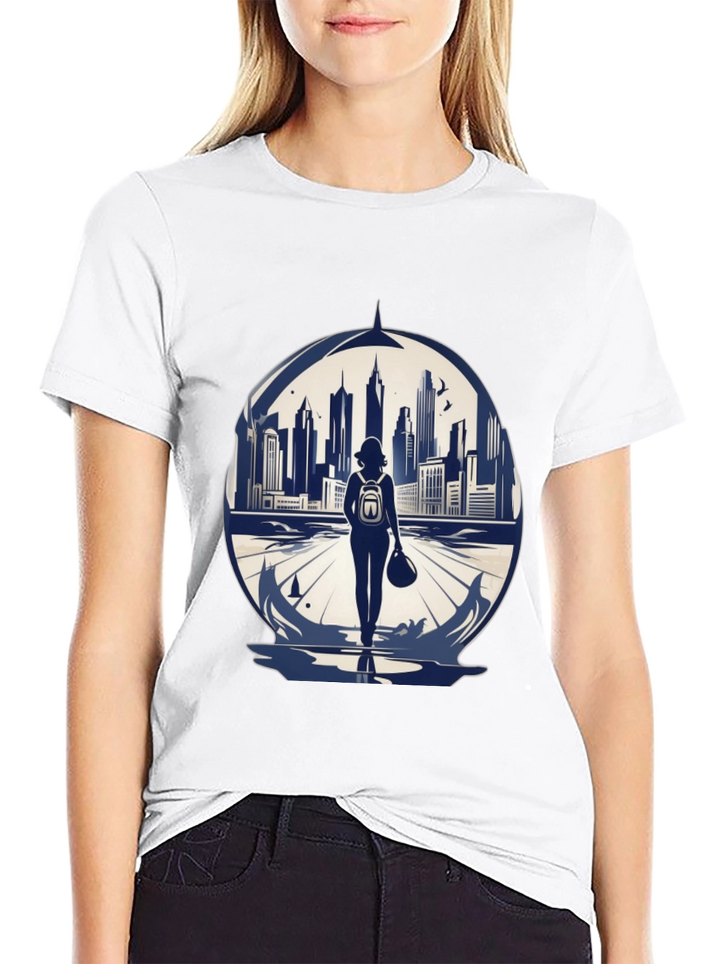 Cityscape Traveler Graphic Tee - Black