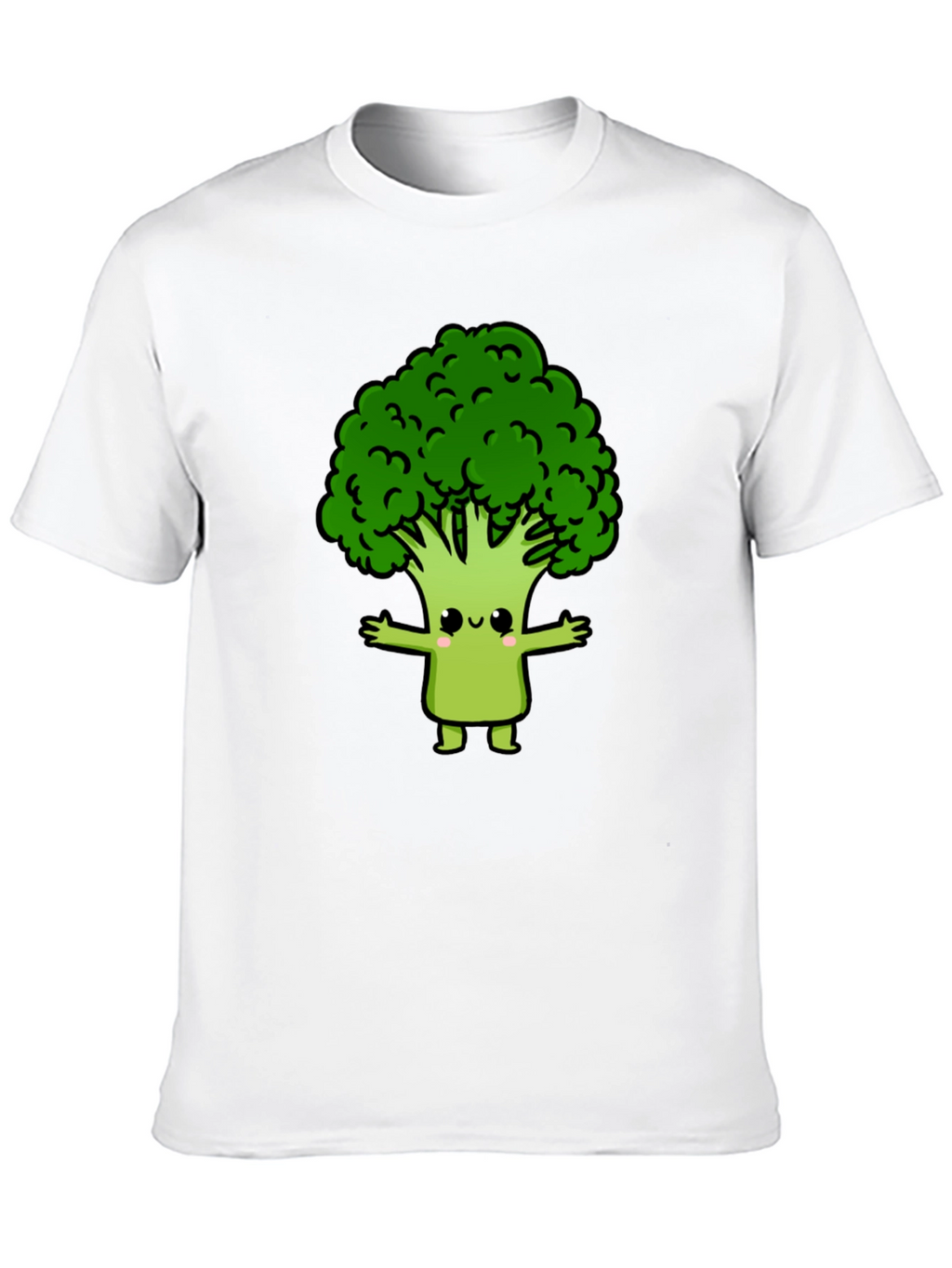 Cute Broccoli Cartoon Graphic T-Shirt - Black