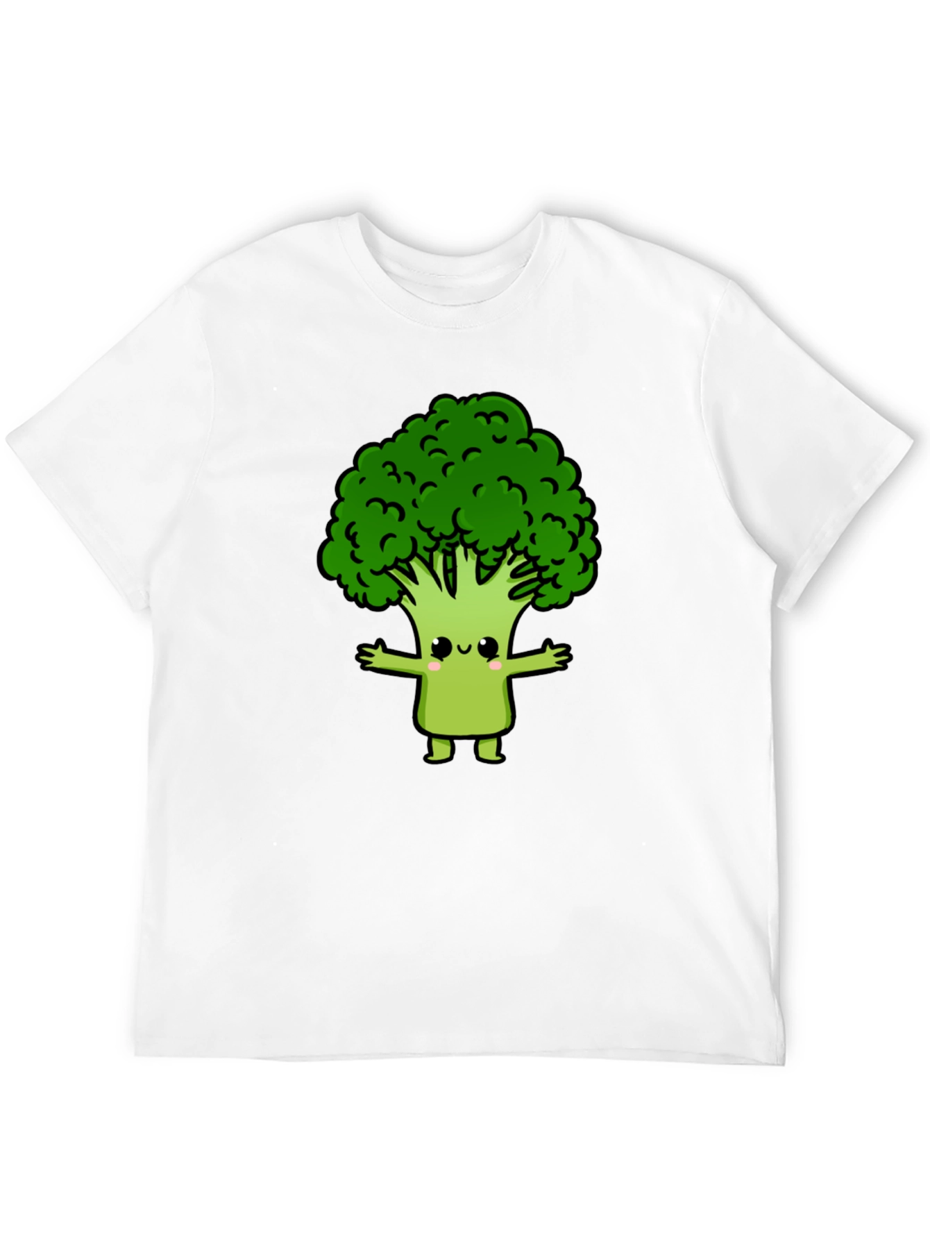Cute Broccoli Cartoon Graphic T-Shirt - Black