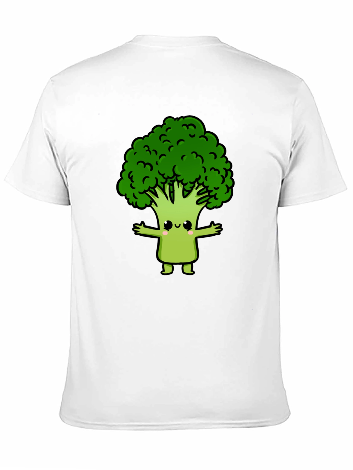 Cute Broccoli Cartoon Graphic T-Shirt - Black
