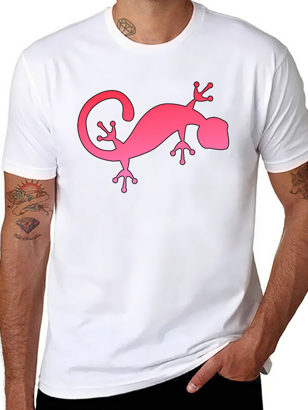 Pink Gecko Graphic Black T-Shirt