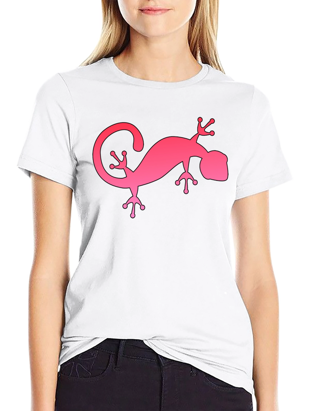 Pink Gecko Graphic Black T-Shirt