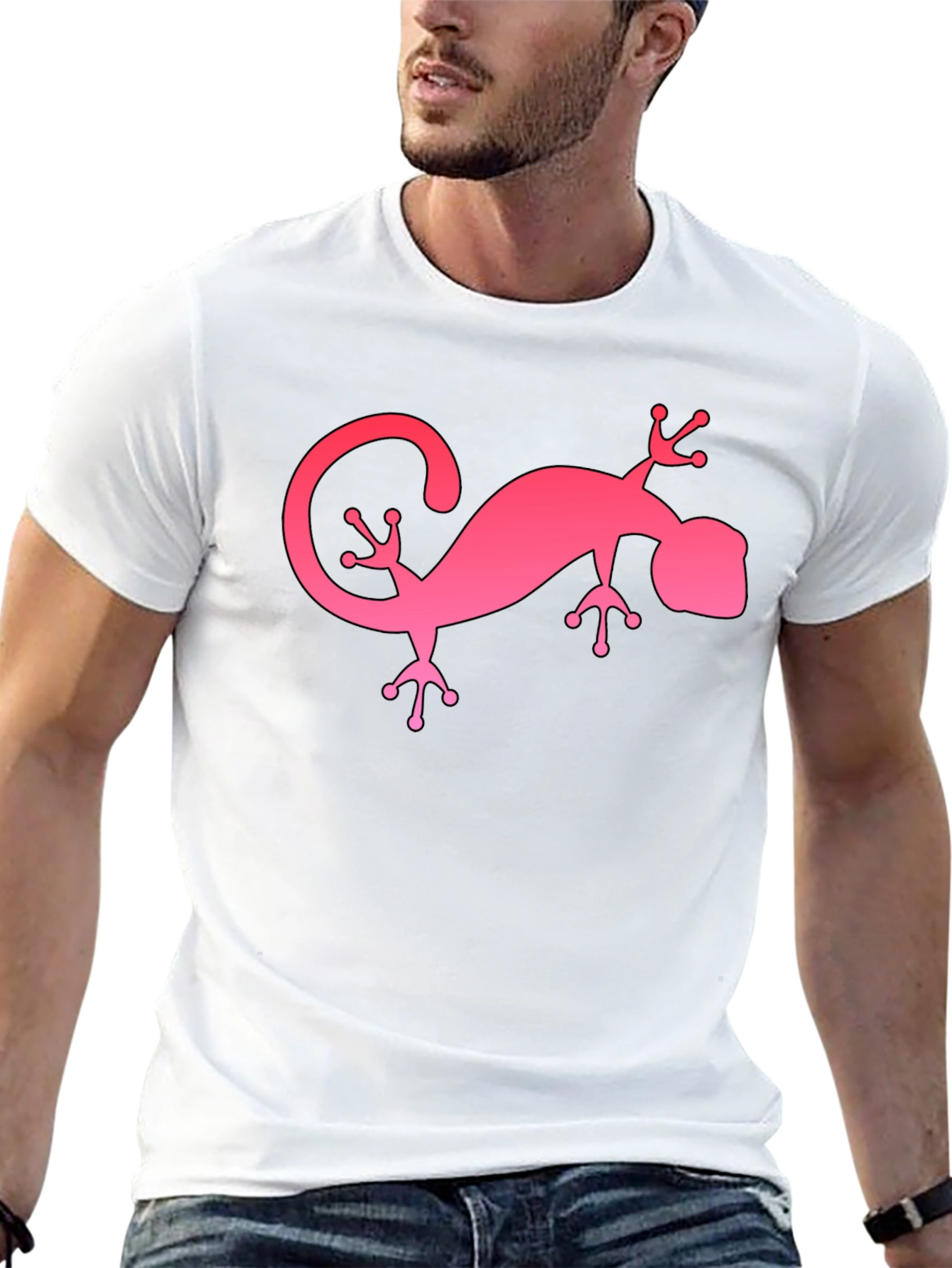 Pink Gecko Graphic Black T-Shirt