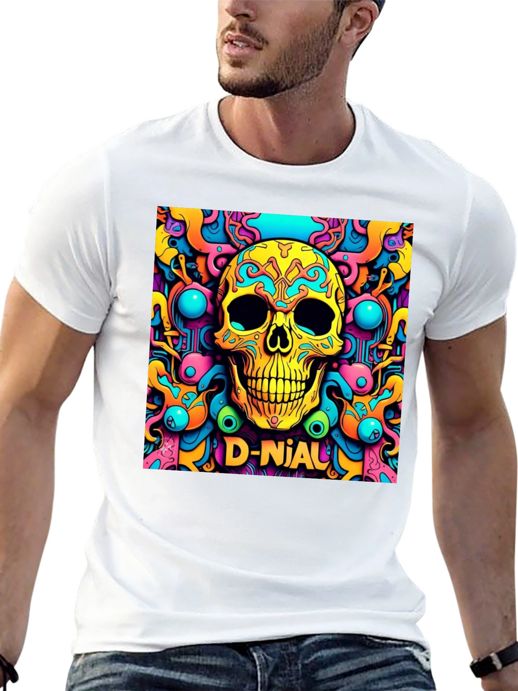 Psychedelic Skull Graphic Tee - D-Nial Design