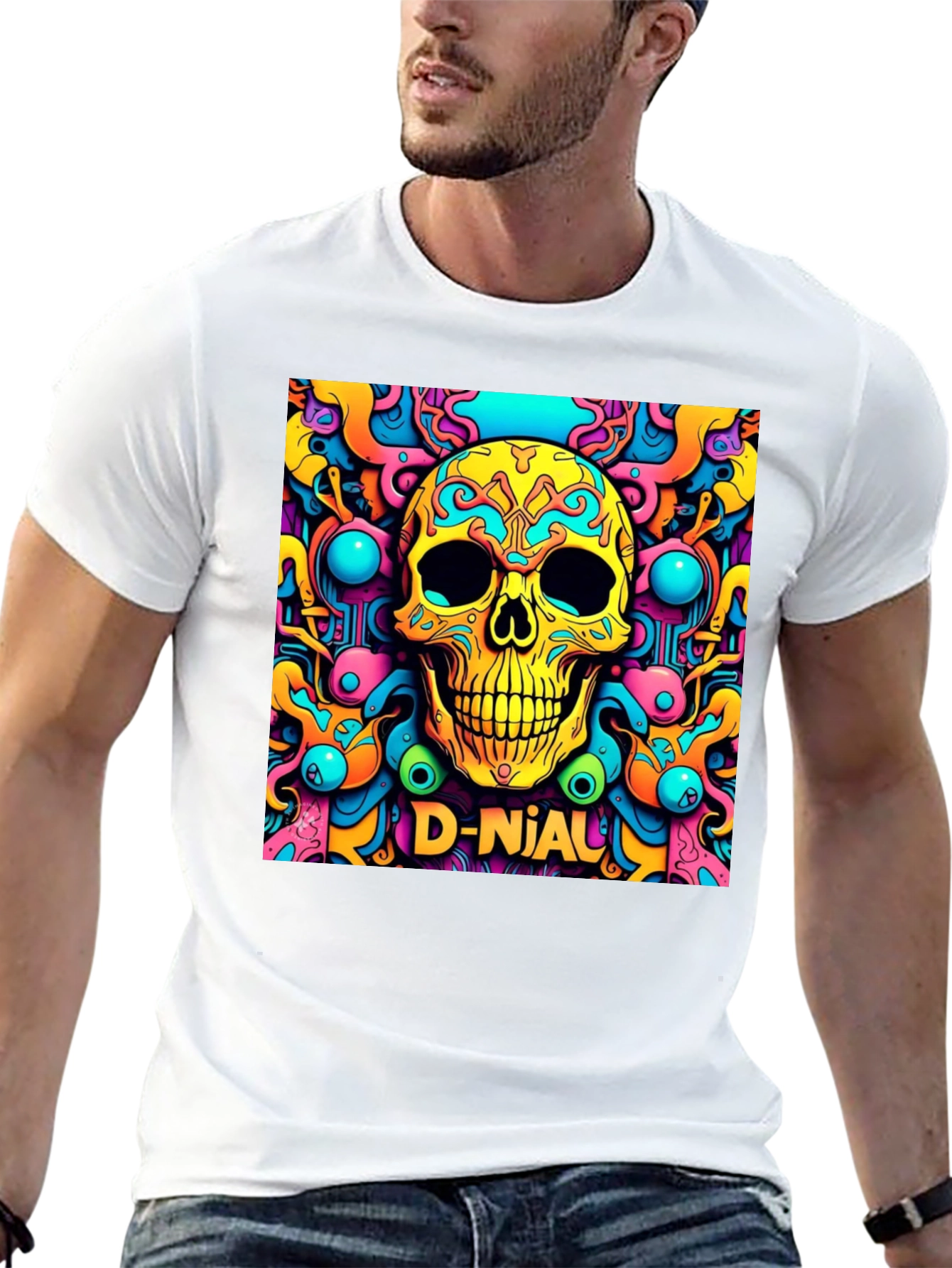 Psychedelic Skull Graphic Tee - D-Nial Design