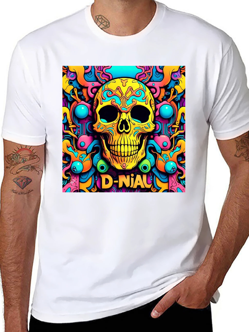 Psychedelic Skull Graphic Tee - D-Nial Design