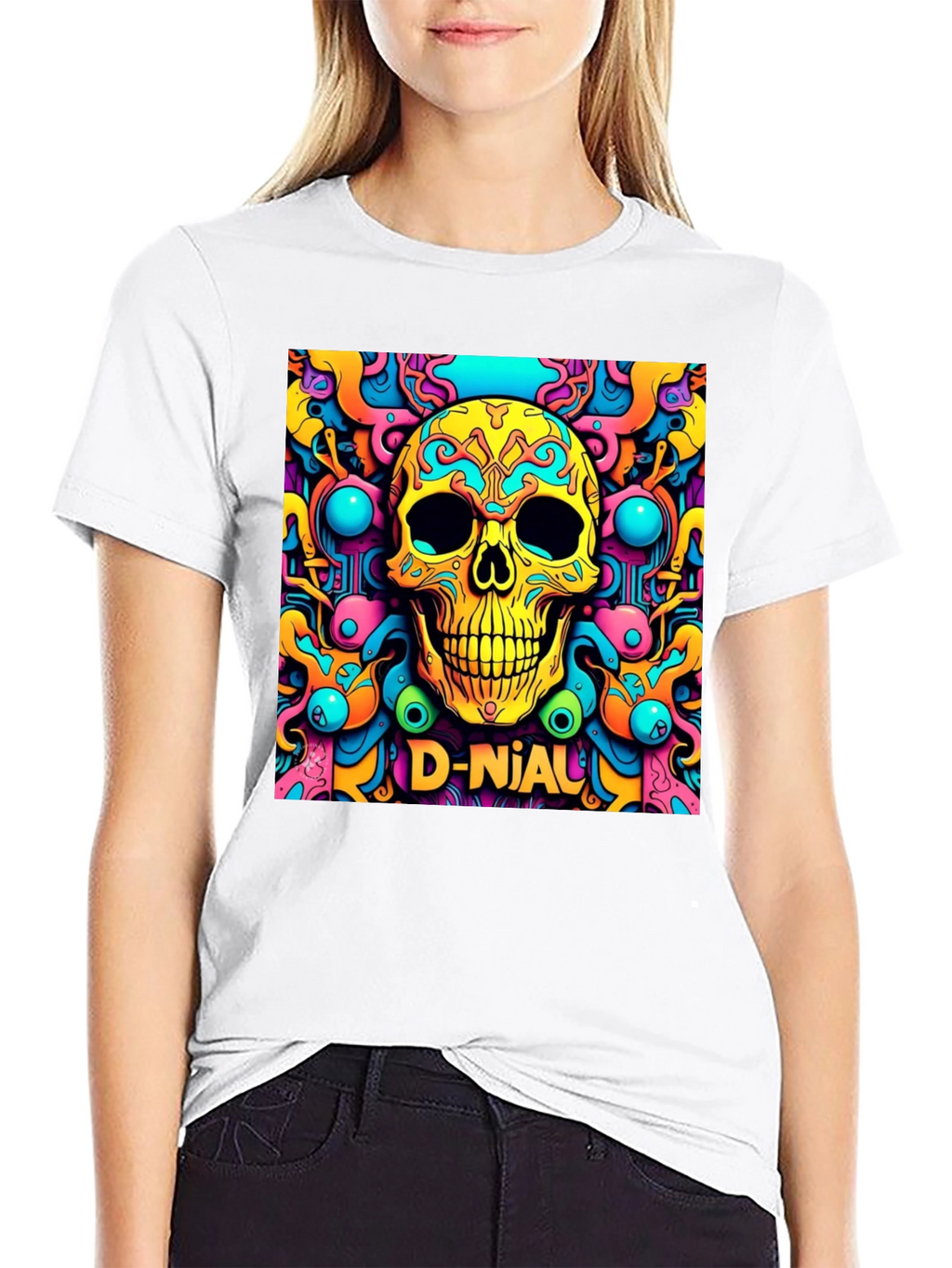 Psychedelic Skull Graphic Tee - D-Nial Design