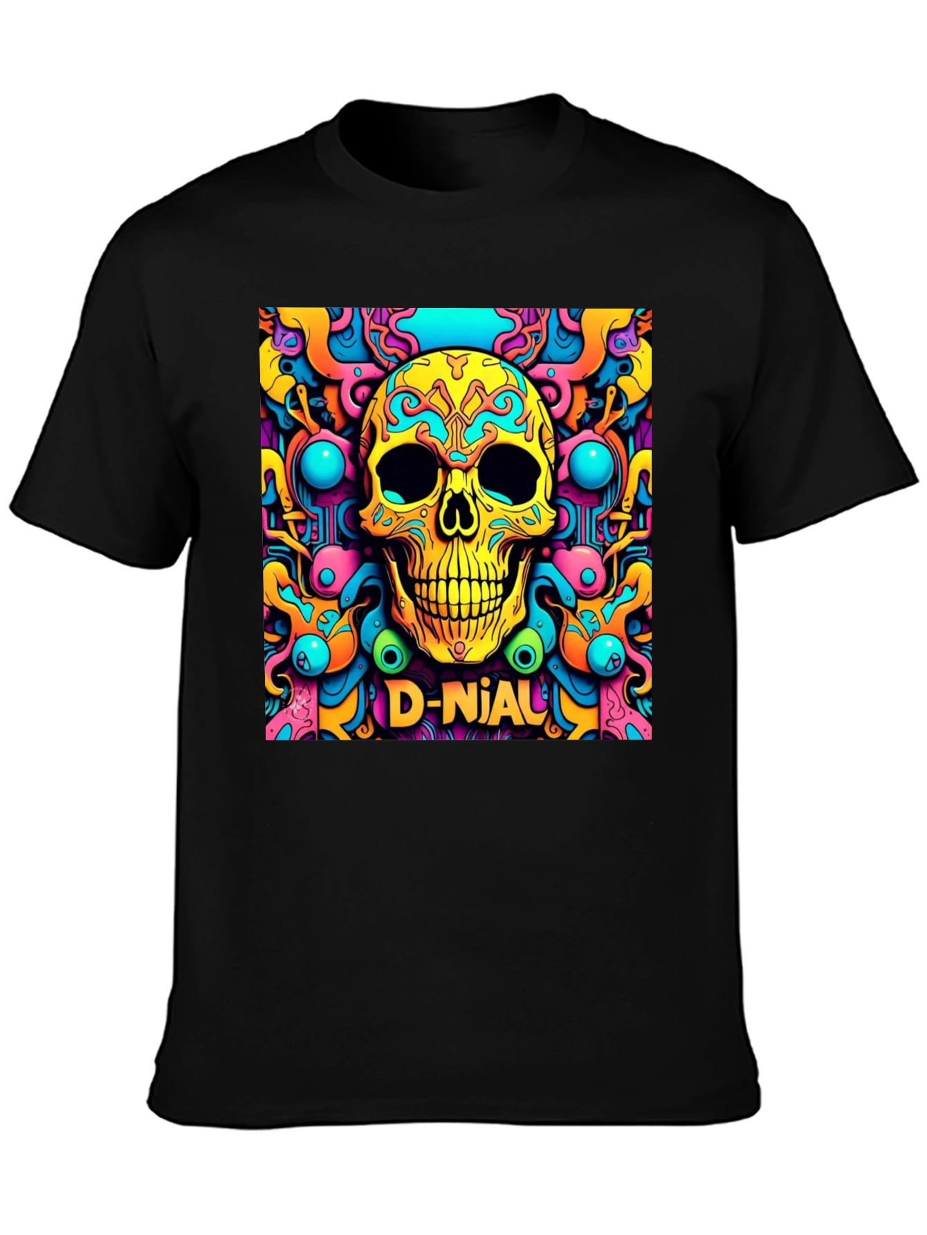 Psychedelic Skull Graphic Tee - D-Nial Design