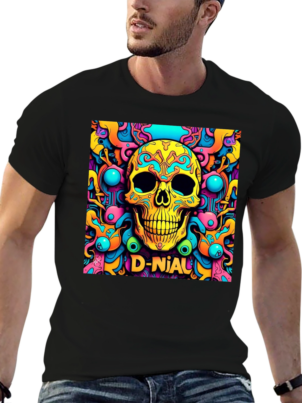 Psychedelic Skull Graphic Tee - D-Nial Design