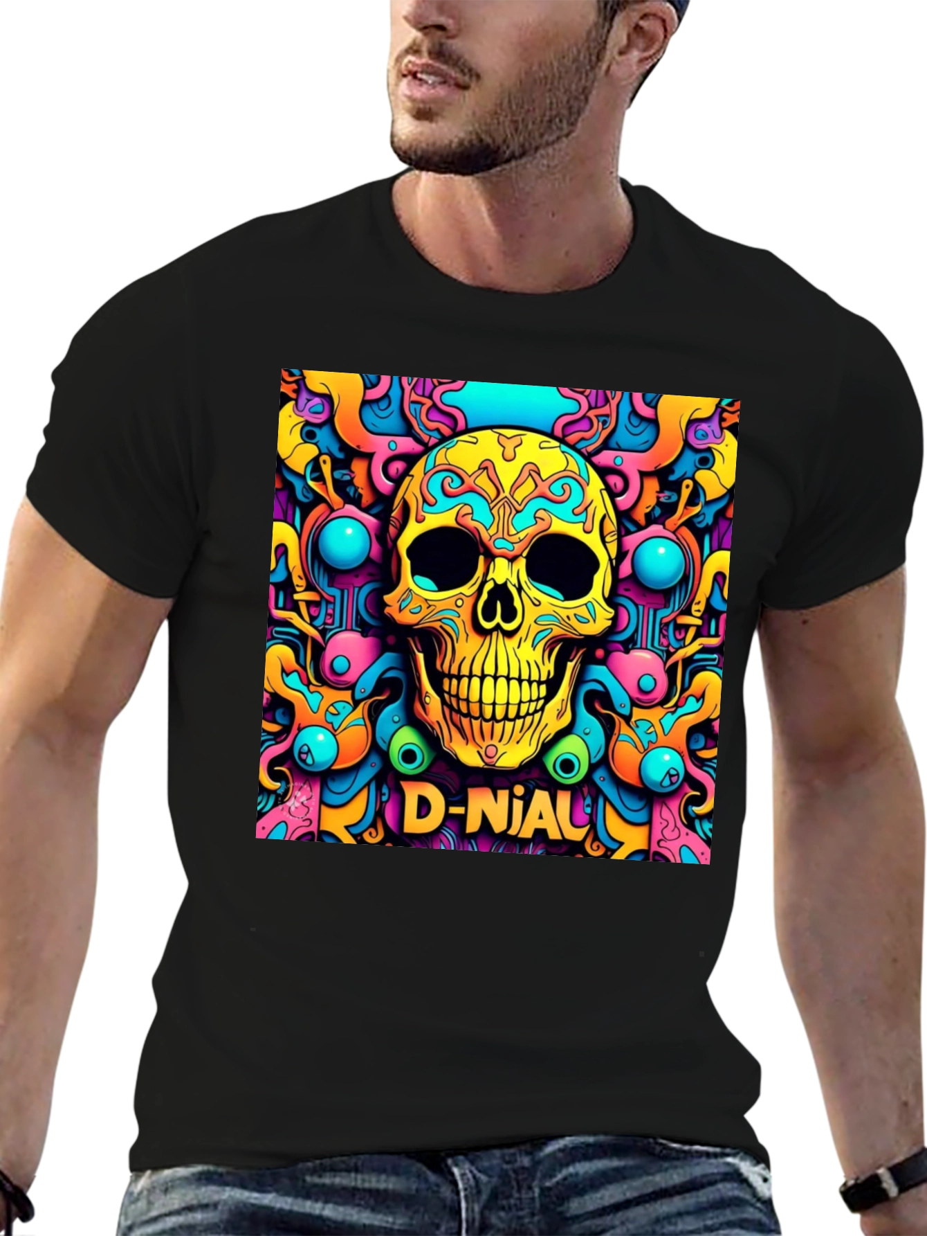 Psychedelic Skull Graphic Tee - D-Nial Design