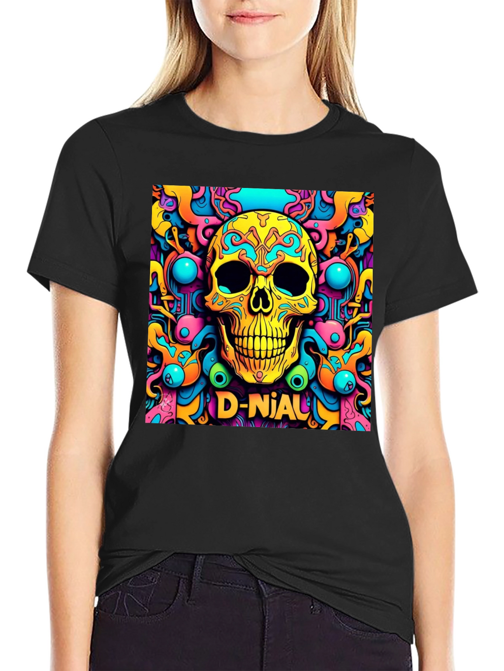 Psychedelic Skull Graphic Tee - D-Nial Design