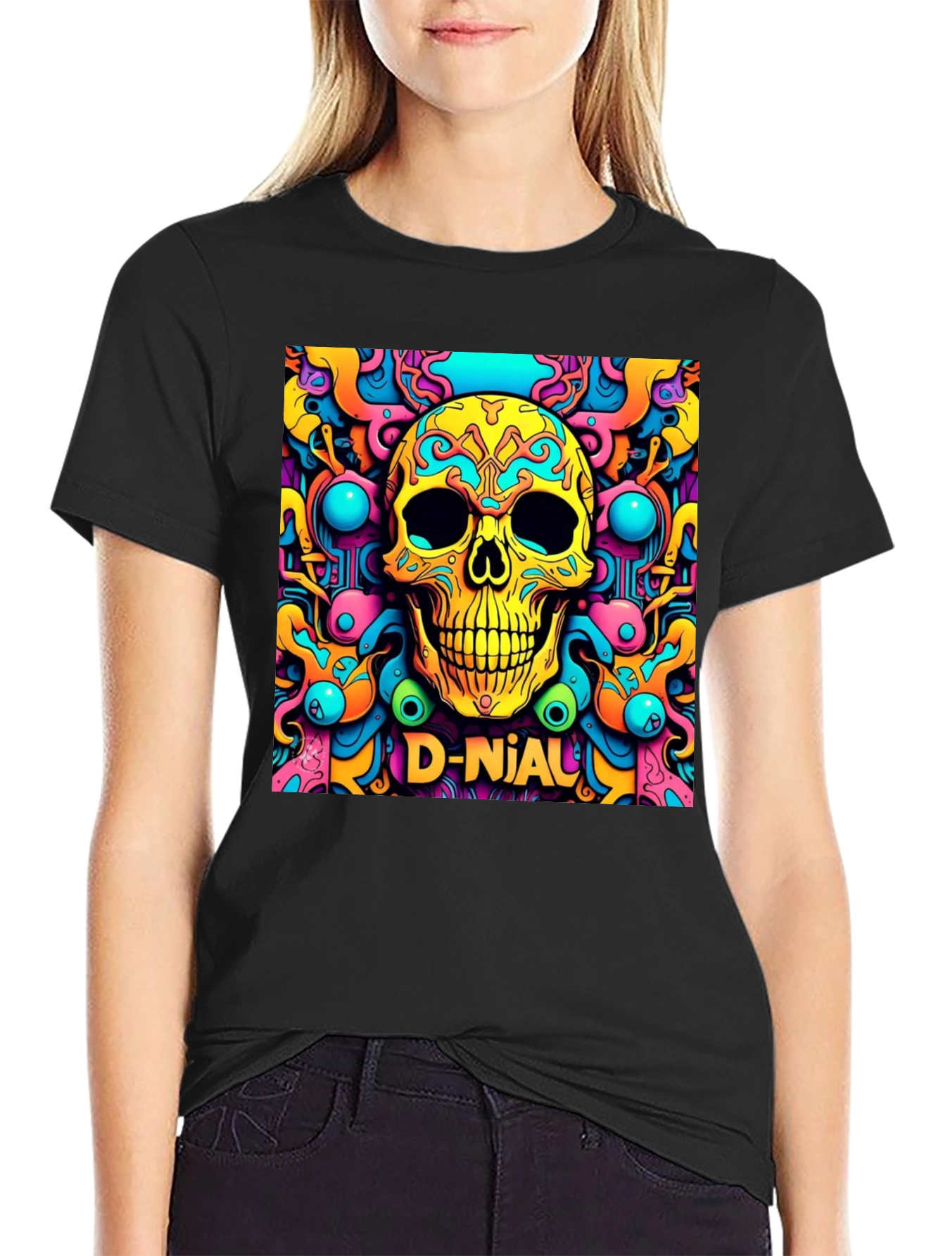 Psychedelic Skull Graphic Tee - D-Nial Design