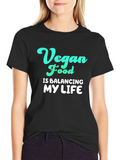 Vegan Food Balancing Life Graphic Tee - Black