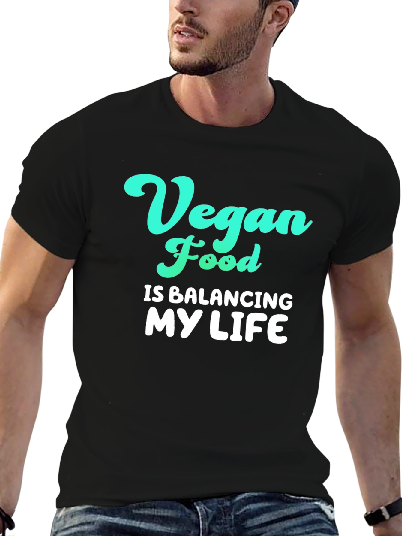 Vegan Food Balancing Life Graphic Tee - Black