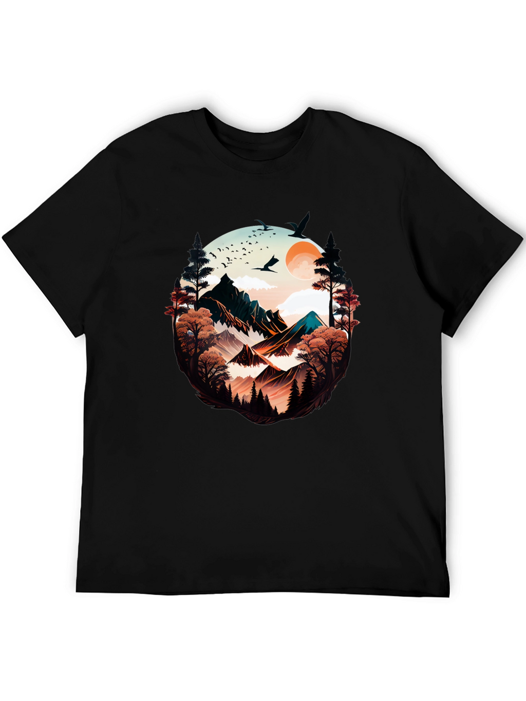 Nature Vista Graphic Tee -  Comfortable Black Shirt