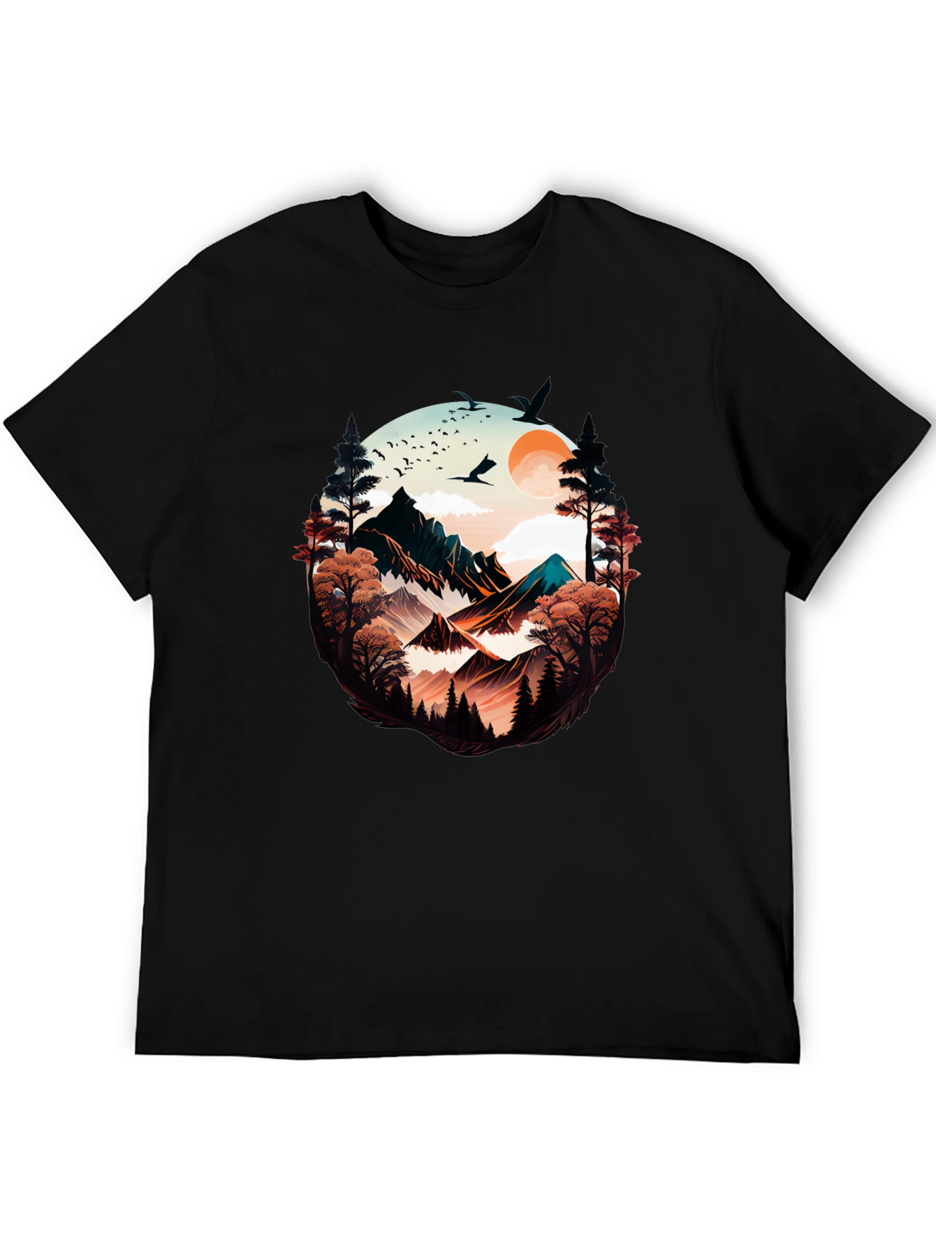 Nature Vista Graphic Tee -  Comfortable Black Shirt