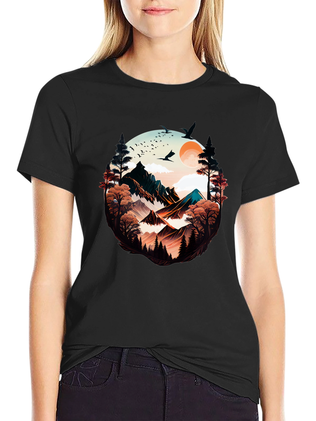 Nature Vista Graphic Tee -  Comfortable Black Shirt