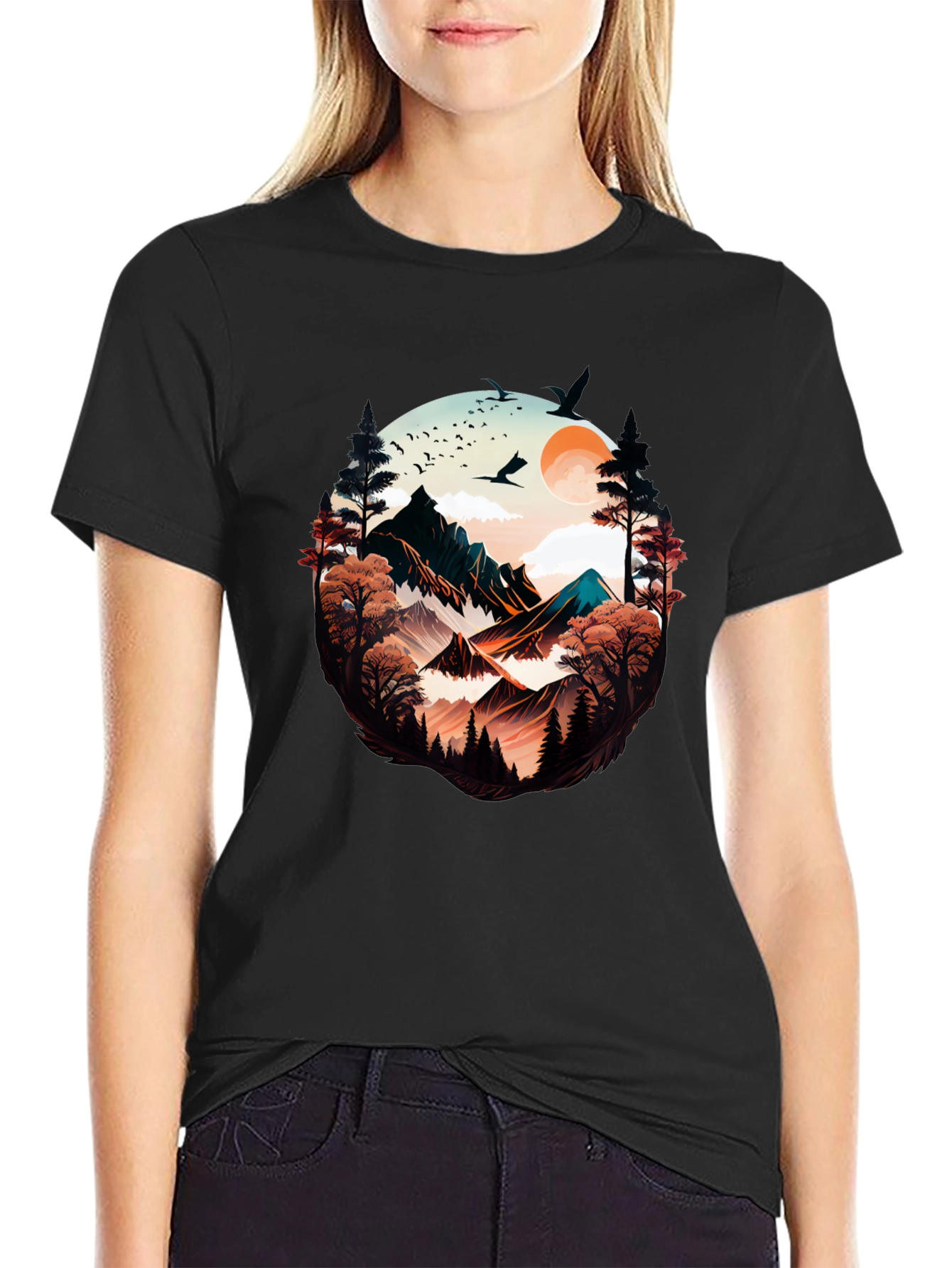 Nature Vista Graphic Tee -  Comfortable Black Shirt