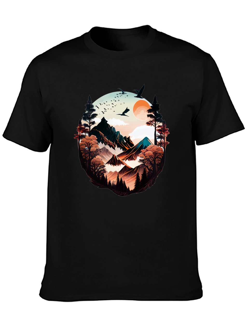 Nature Vista Graphic Tee -  Comfortable Black Shirt