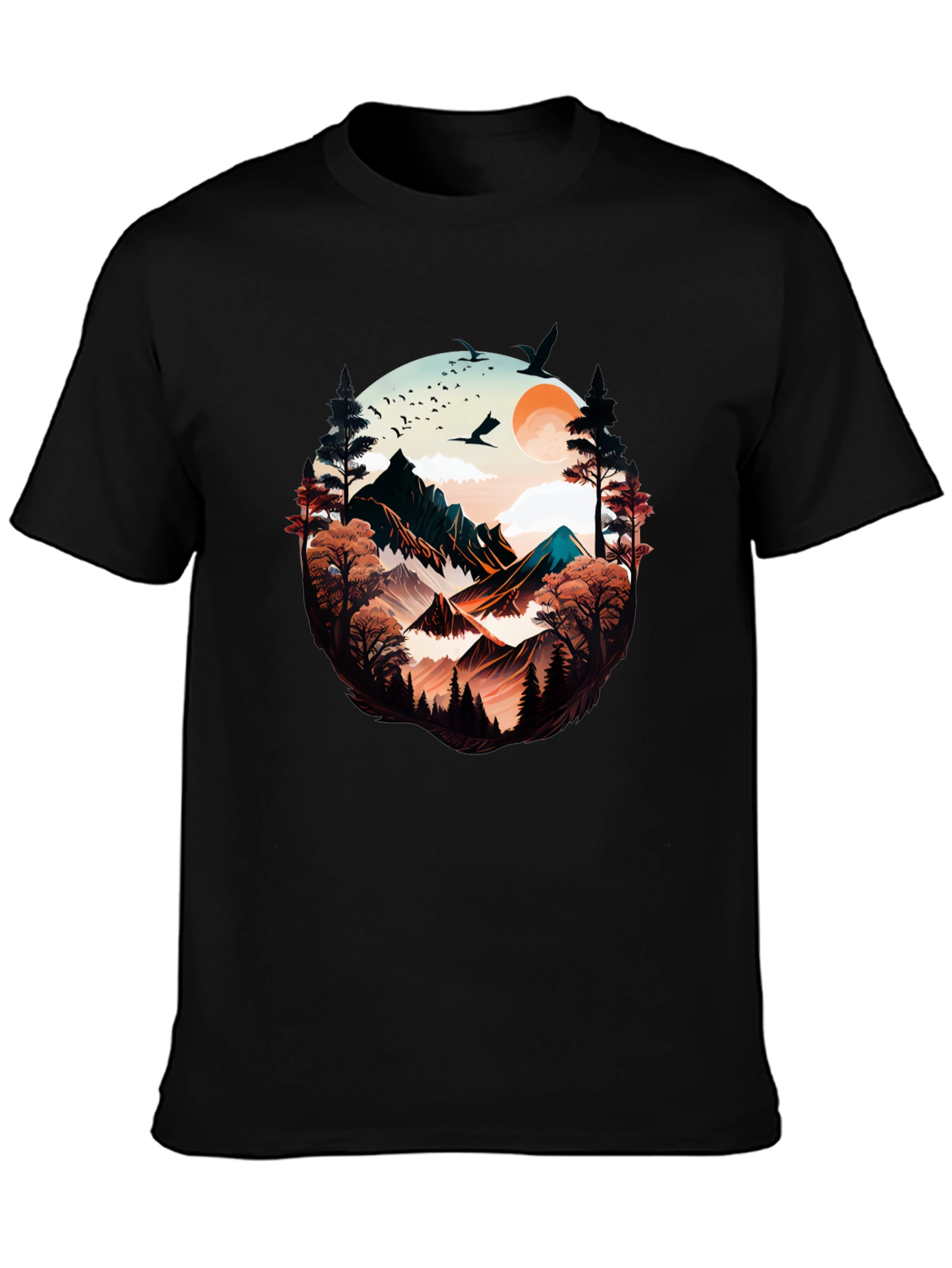 Nature Vista Graphic Tee -  Comfortable Black Shirt