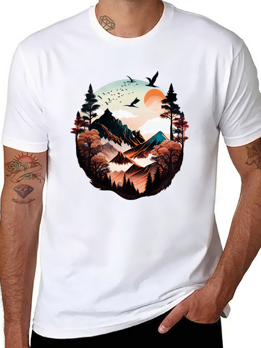 Nature Vista Graphic Tee -  Comfortable Black Shirt