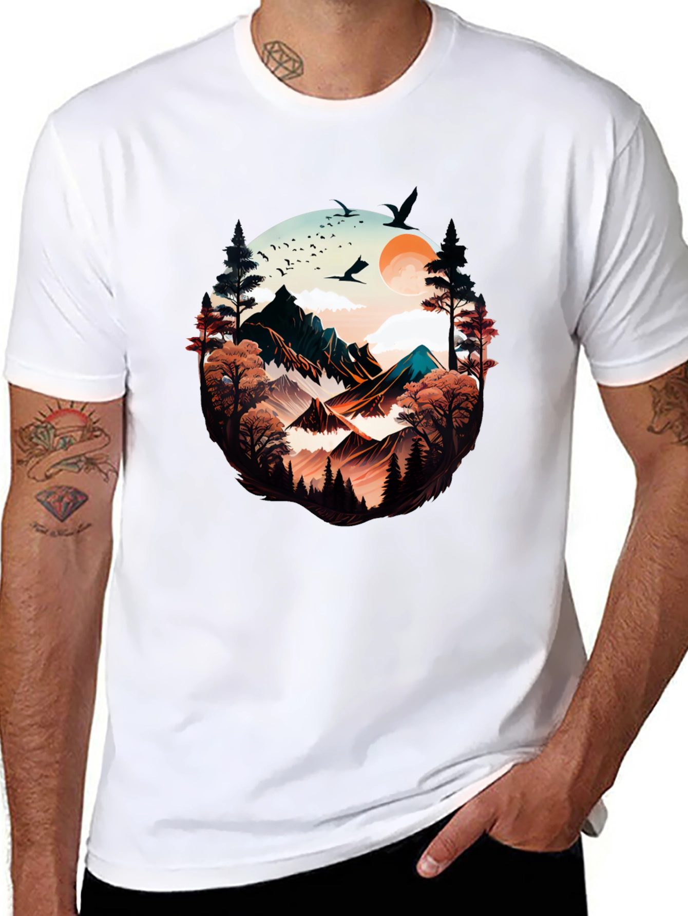 Nature Vista Graphic Tee -  Comfortable Black Shirt