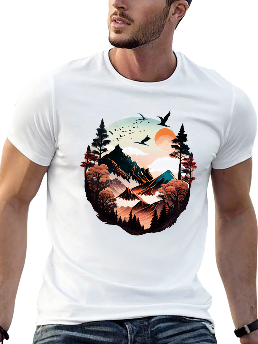 Nature Vista Graphic Tee -  Comfortable Black Shirt
