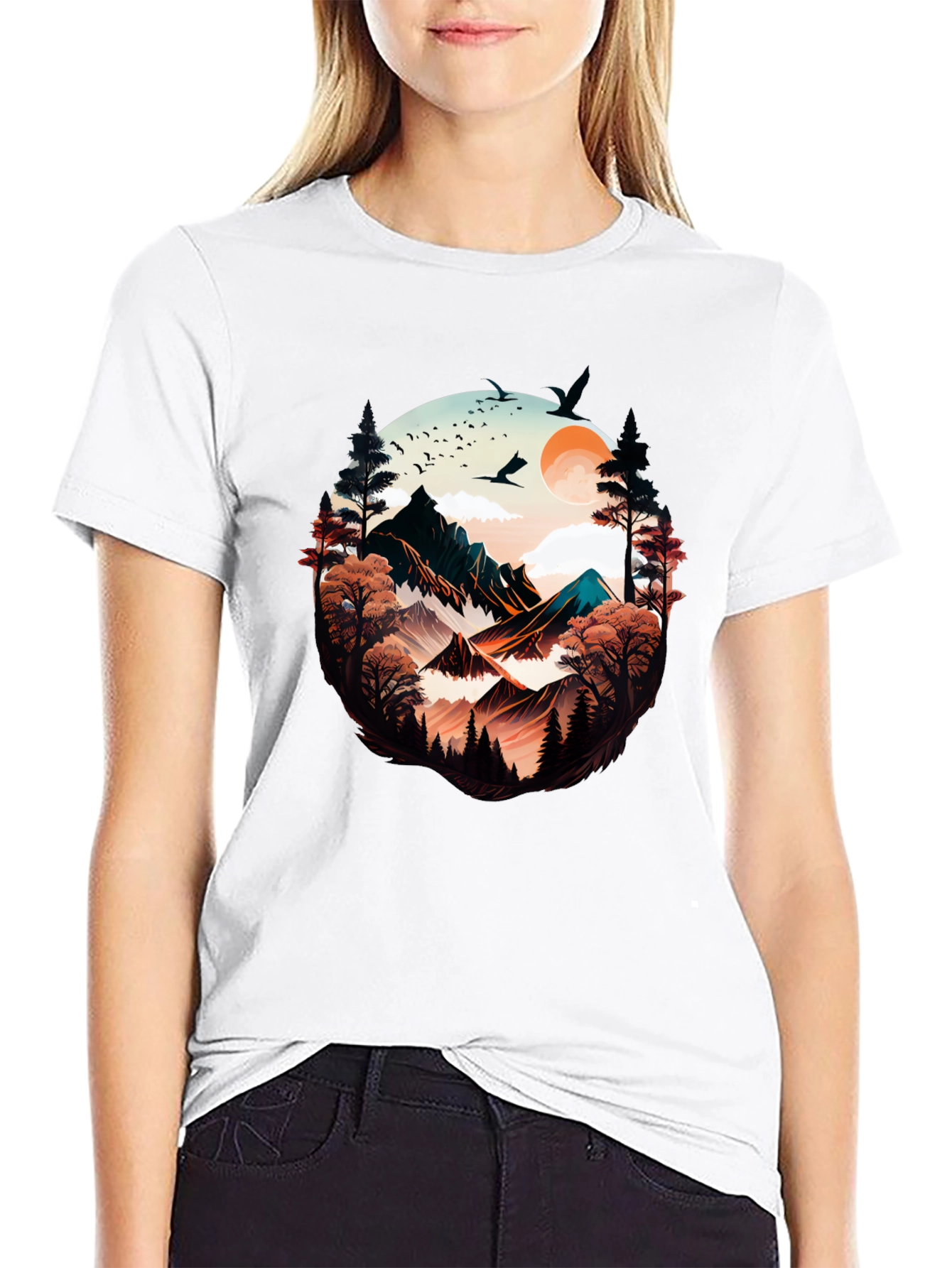 Nature Vista Graphic Tee -  Comfortable Black Shirt