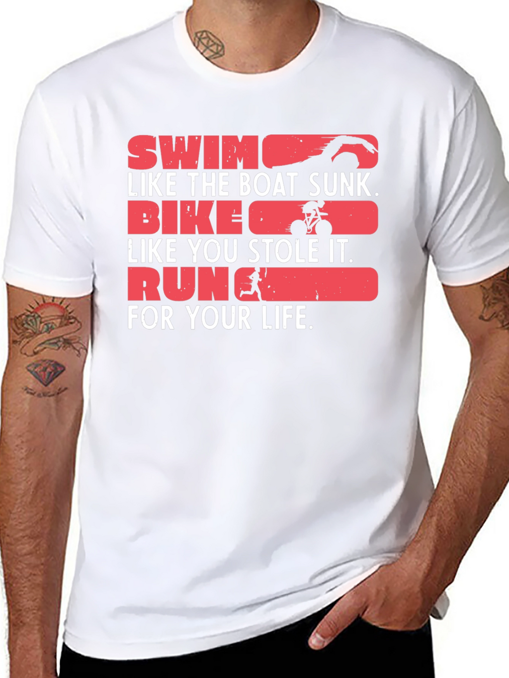 Triathlon Funny Graphic T-Shirt - Swim Bike Run
