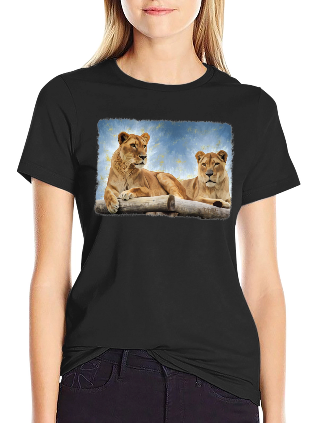 Lioness Graphic Print Black T-Shirt
