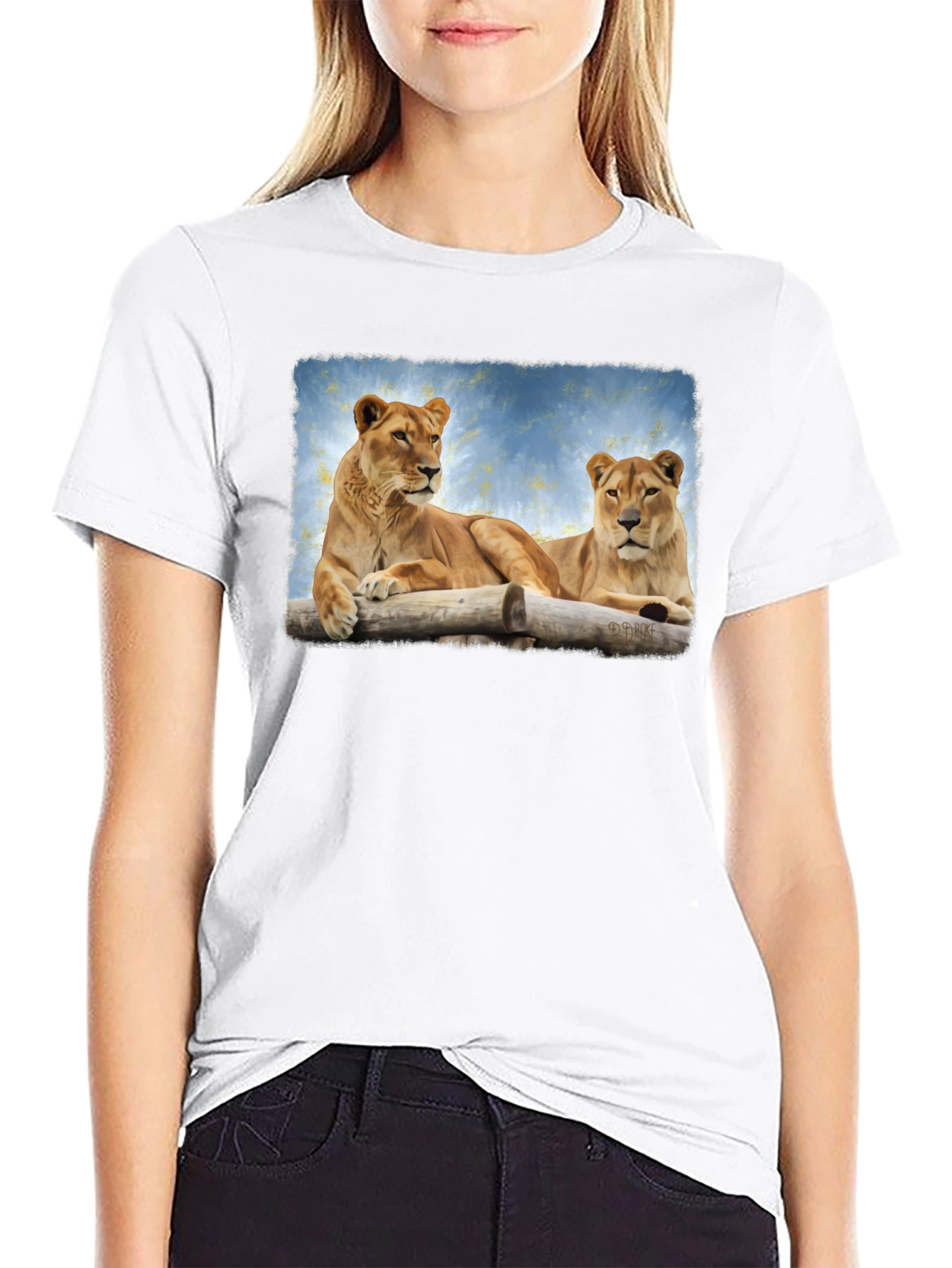 Lioness Graphic Print Black T-Shirt