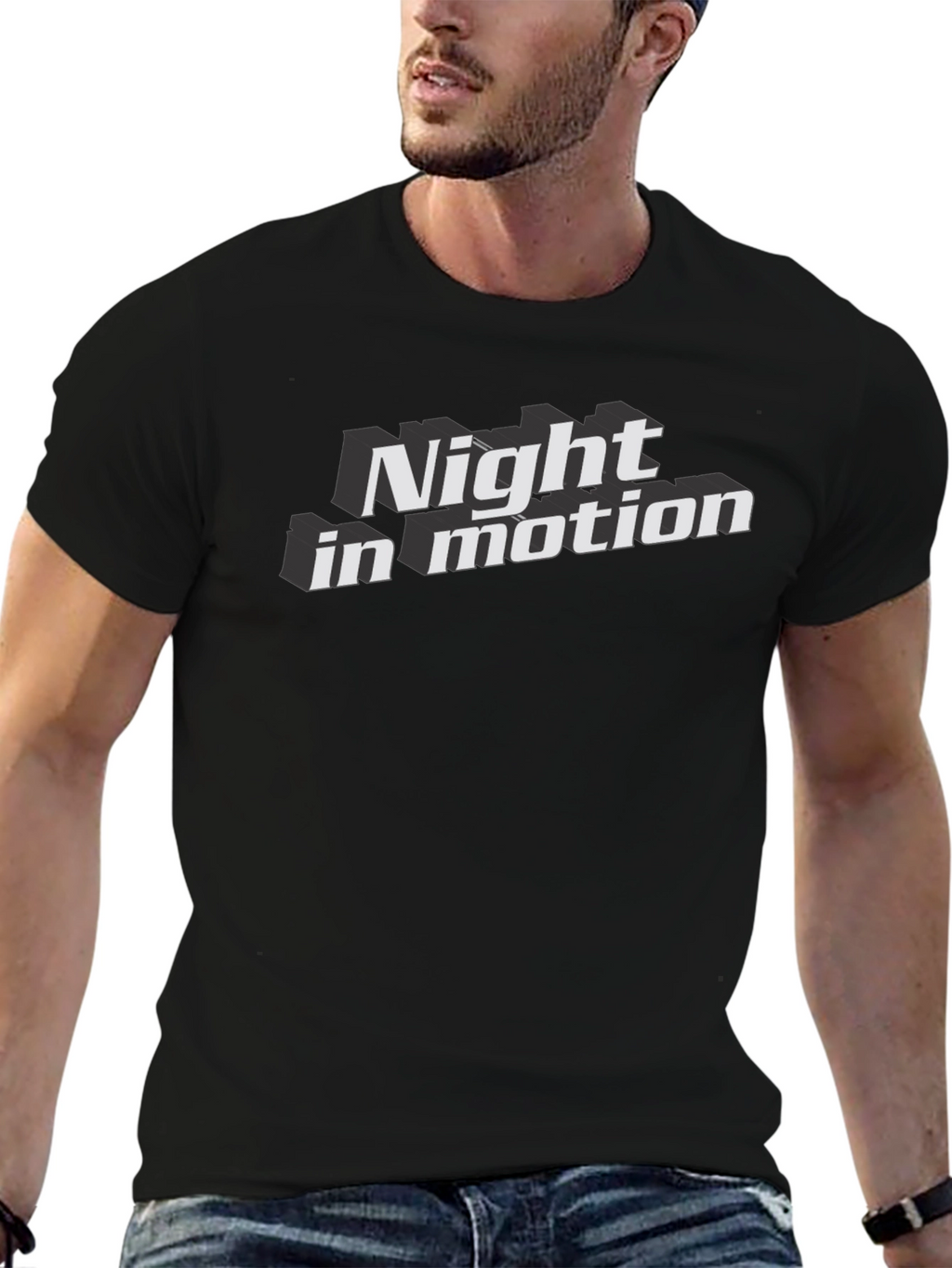 Night In Motion Graphic Tee - Bold Black T-Shirt